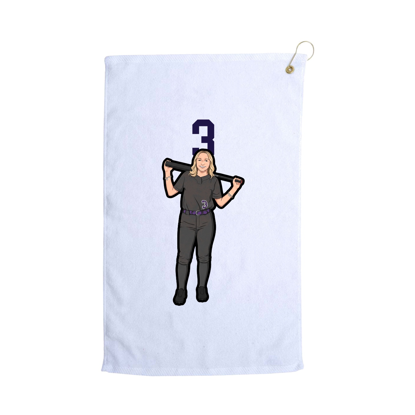 Golf Towel — Number Top in White
