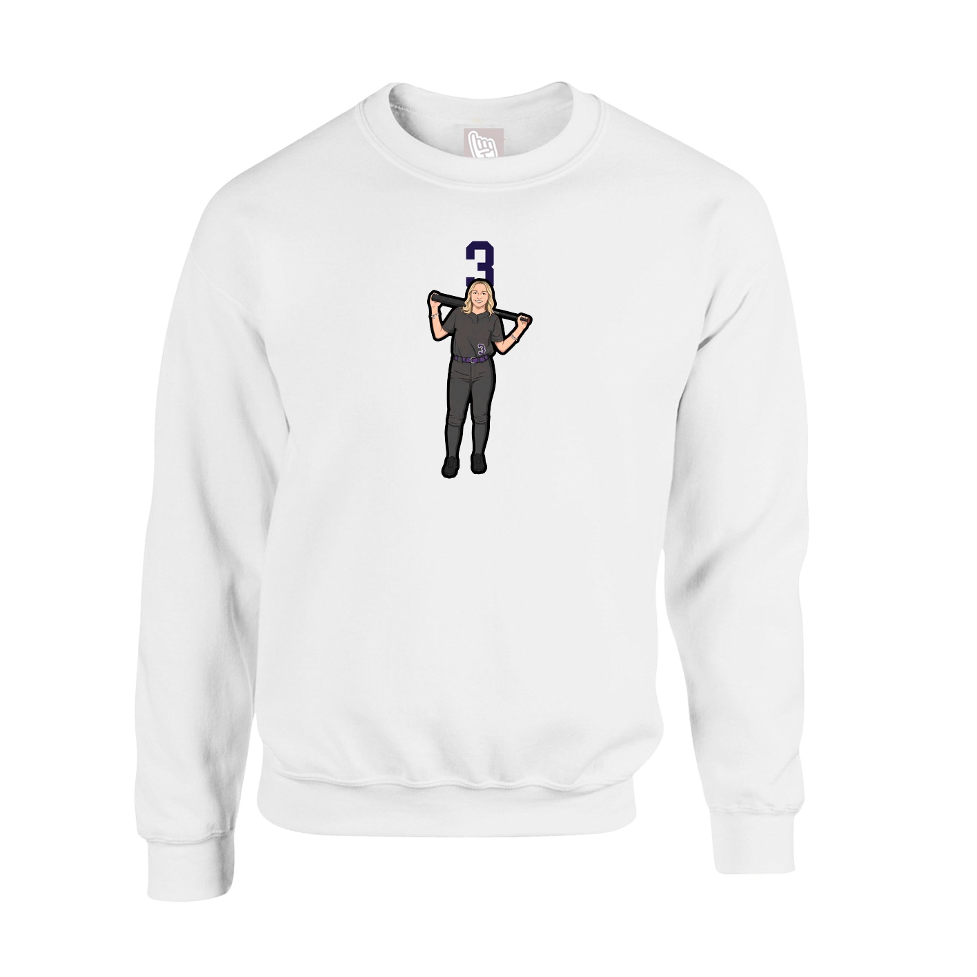 Fleece Crew — Number Top in White
