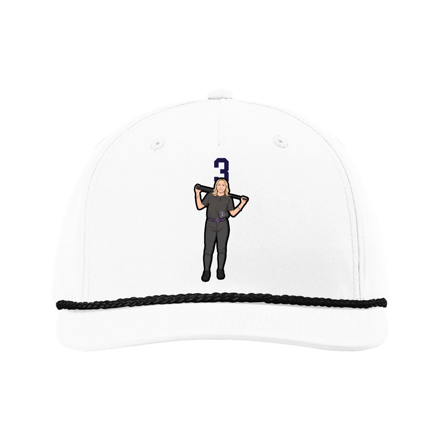 Five-Panel Classic Rope Cap — Number Top in White