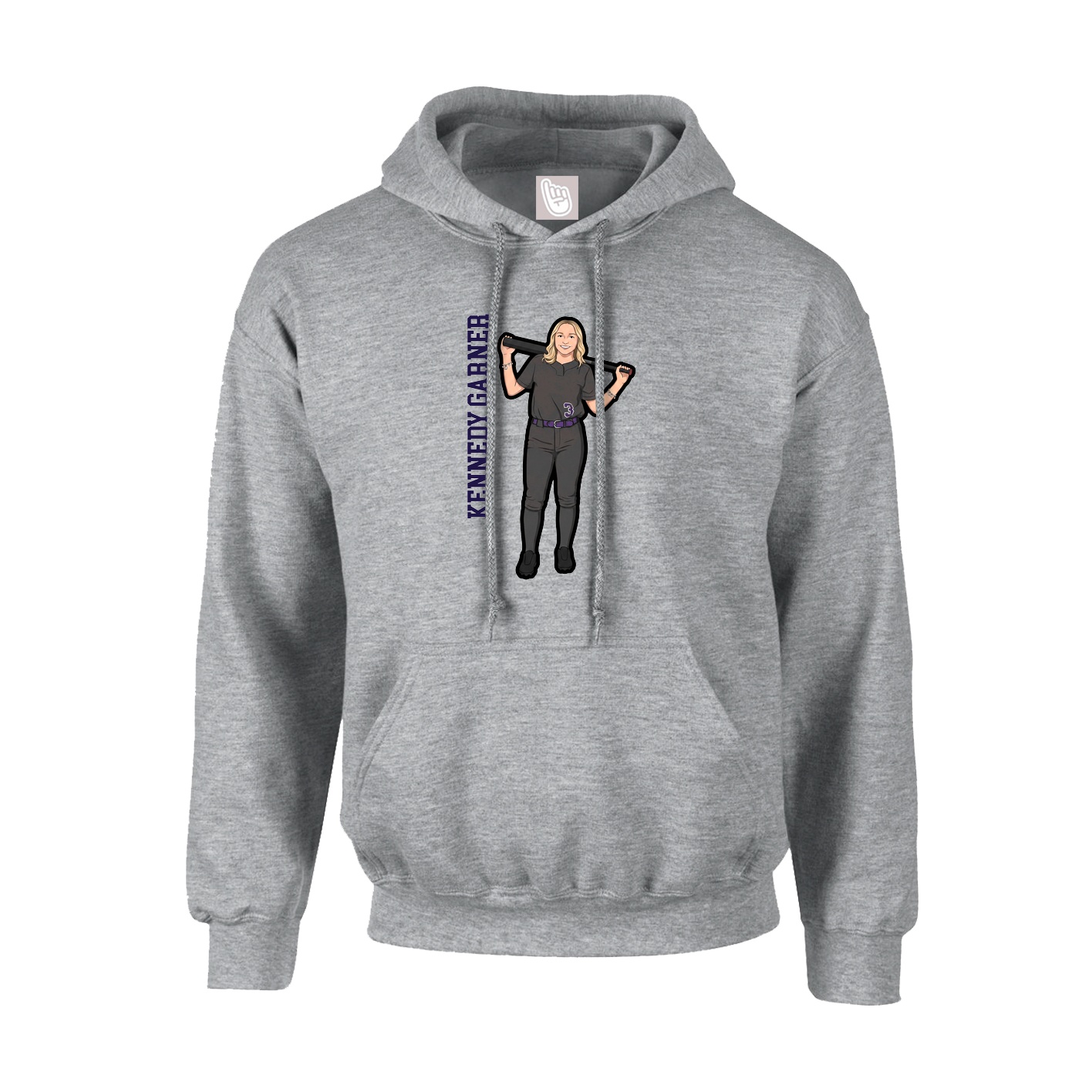 Youth Hoodie — Name Vertical in Grey