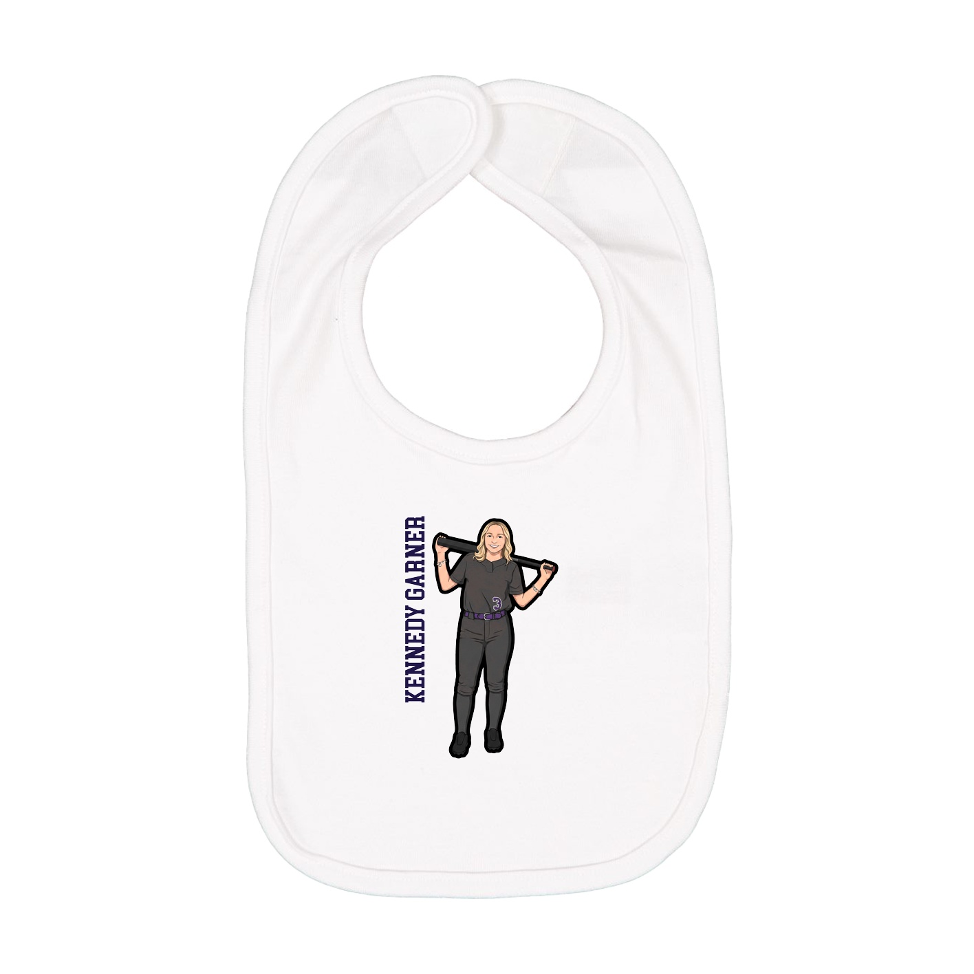 Infant Bib — Name Vertical in White