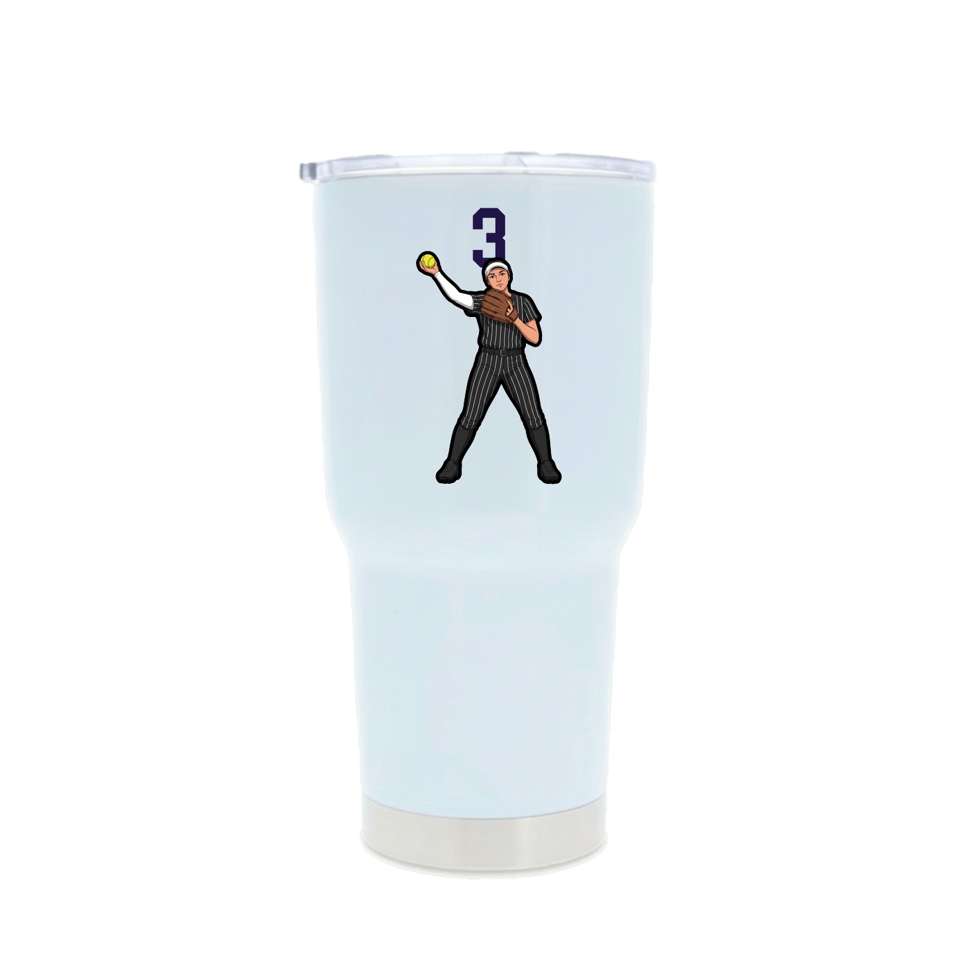 30oz Stainless Steel Tumbler — Number Top in White
