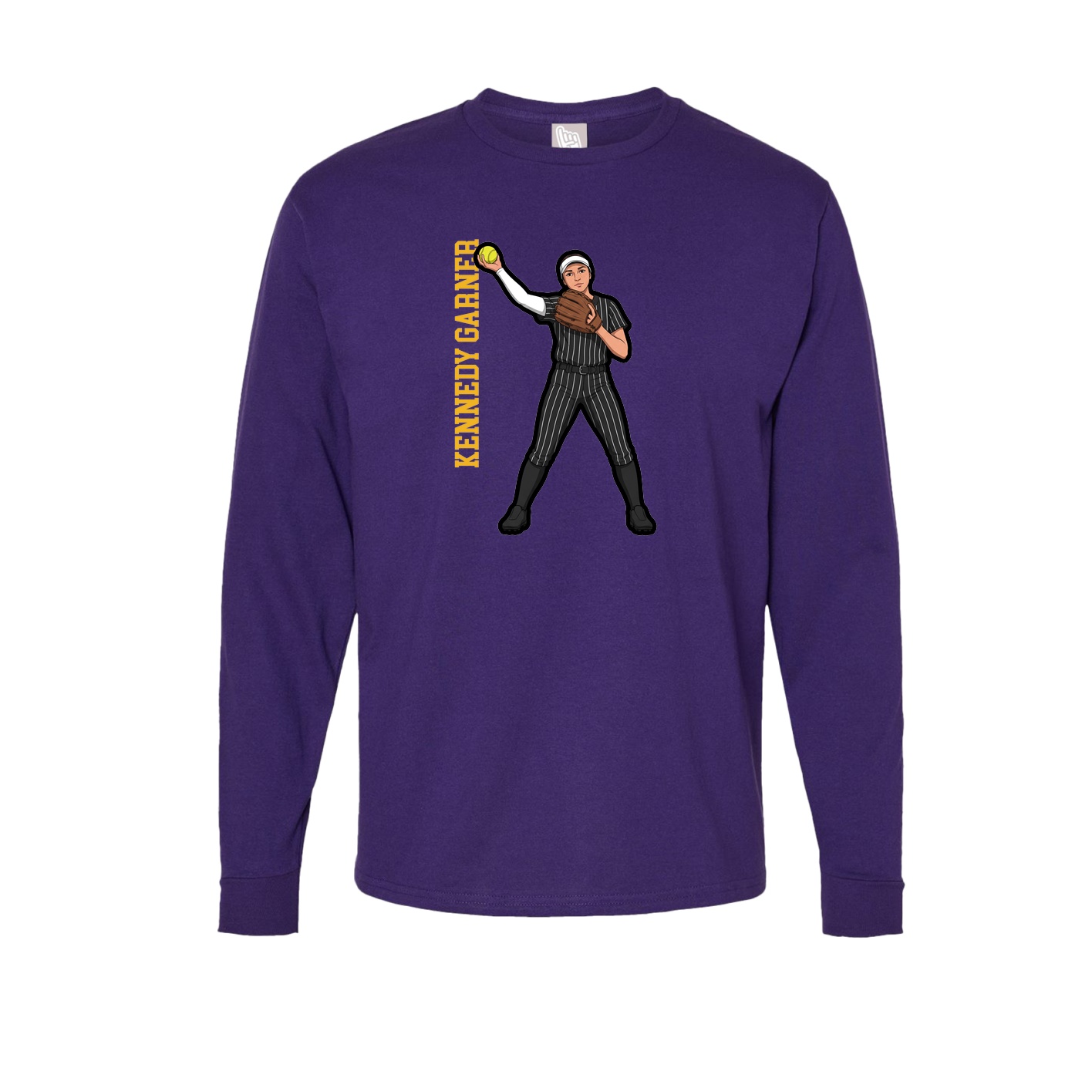 Long Sleeve Tee — Name Vertical in Purple