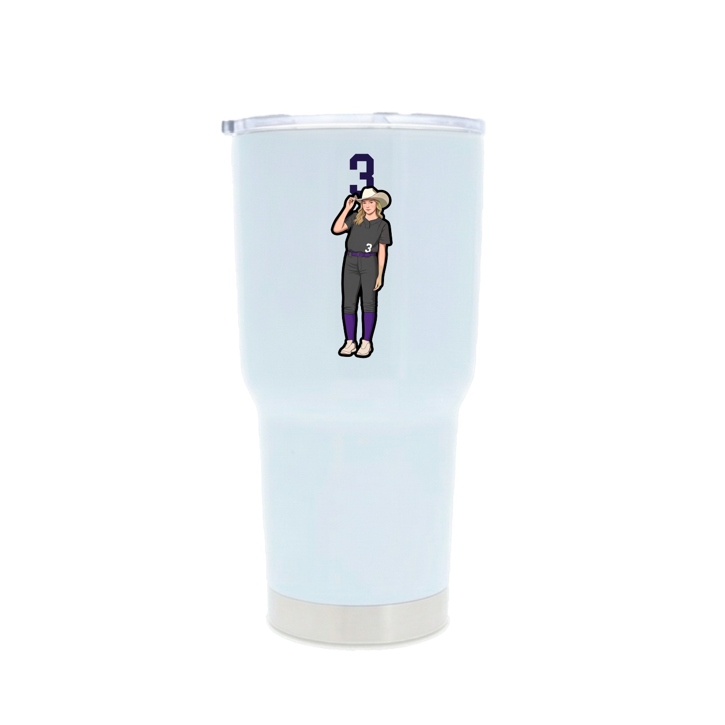 30oz Stainless Steel Tumbler — Number Top in White