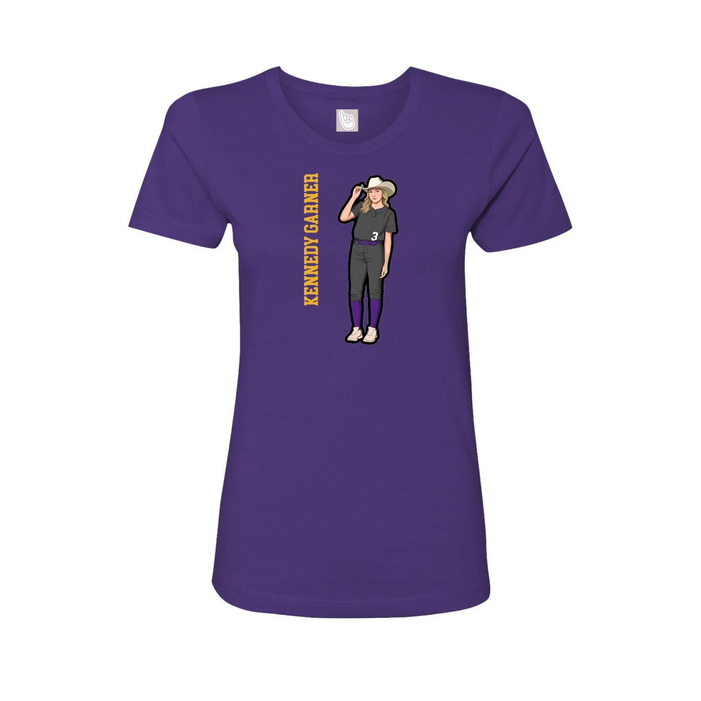 Womens Tee — Name Vertical in Purple