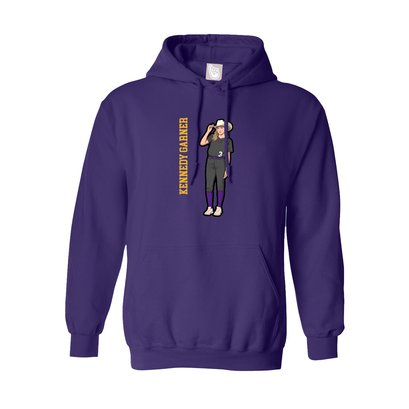 Hoodie — Name Vertical in Purple