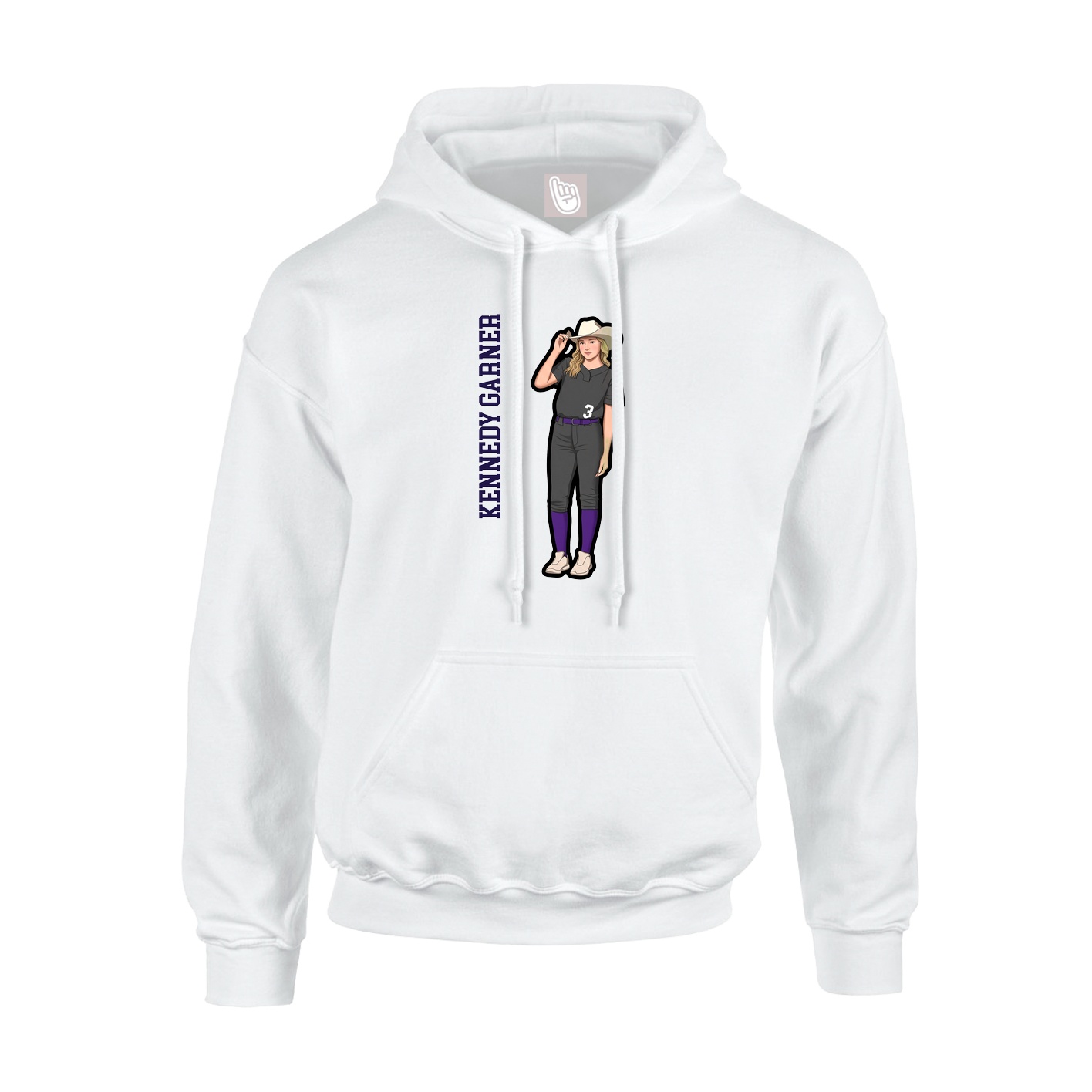 Youth Hoodie — Name Vertical in White