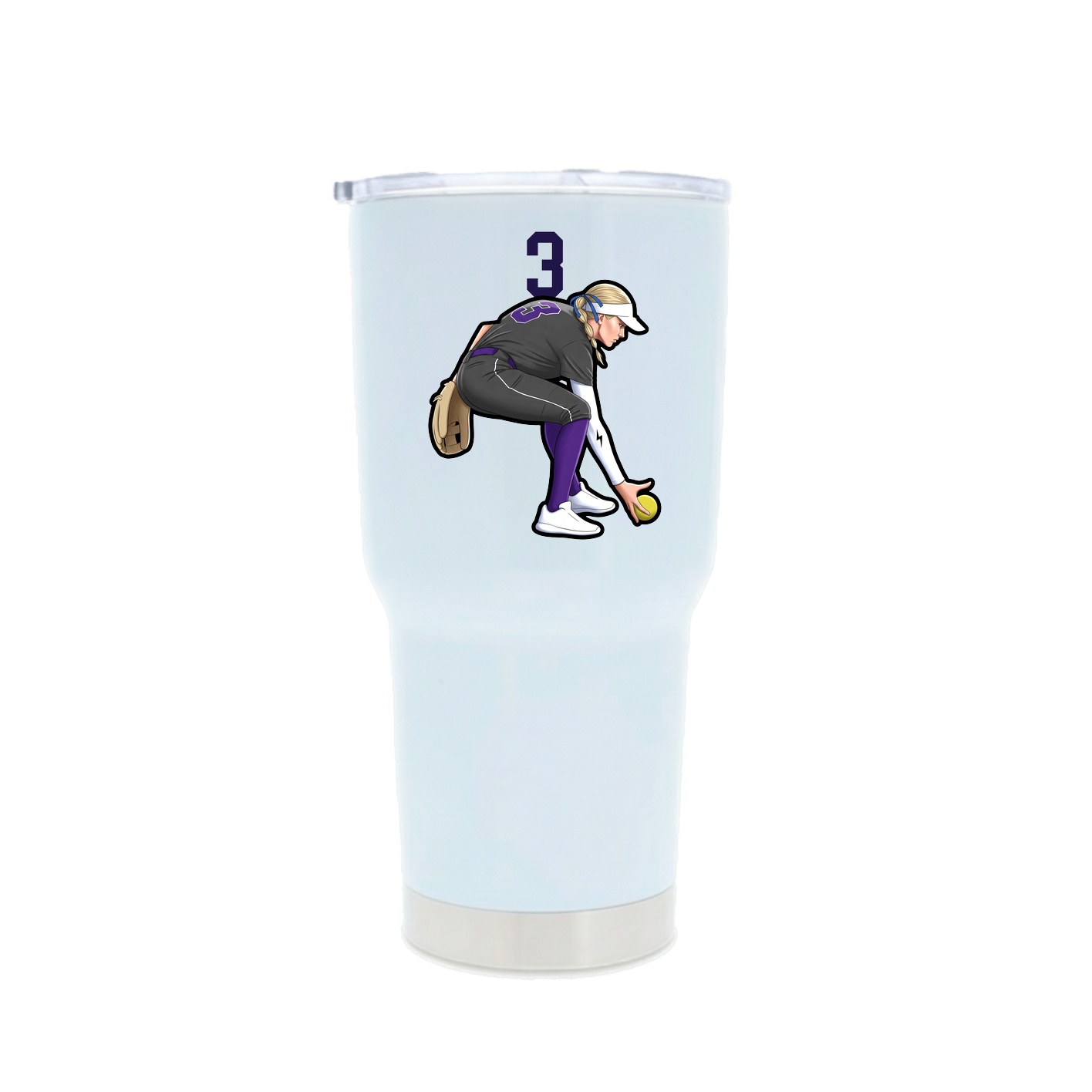 30oz Stainless Steel Tumbler — Number Top in White