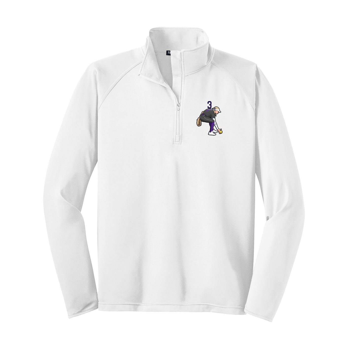 Q-Zip Pullover — Number Top in White