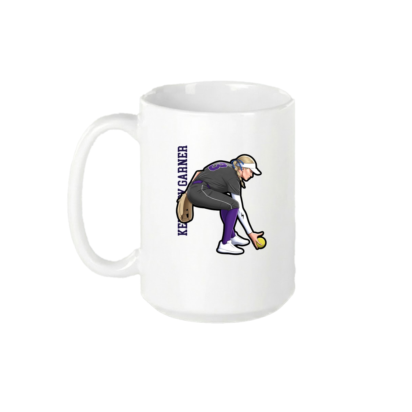 15oz Coffee Mug — Name Vertical in White