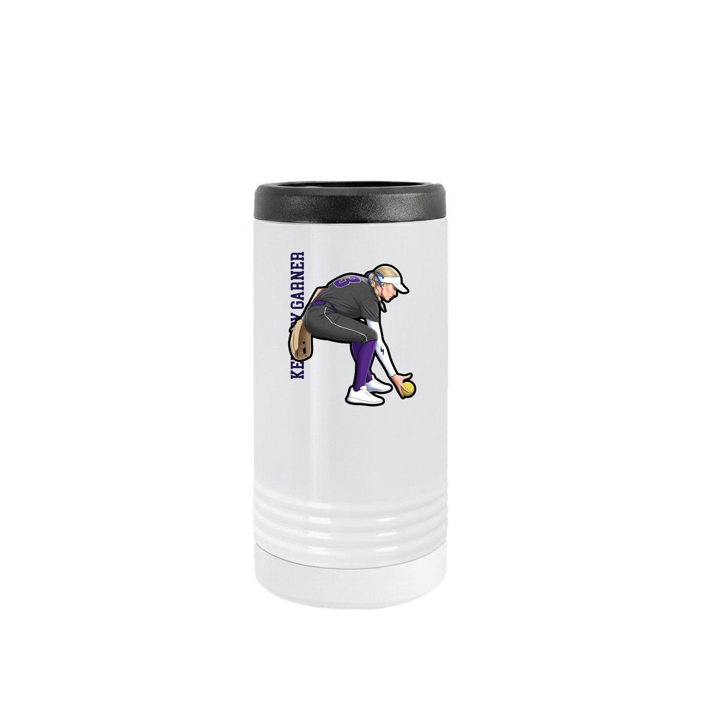 Slim Beverage Holder — Name Vertical in White