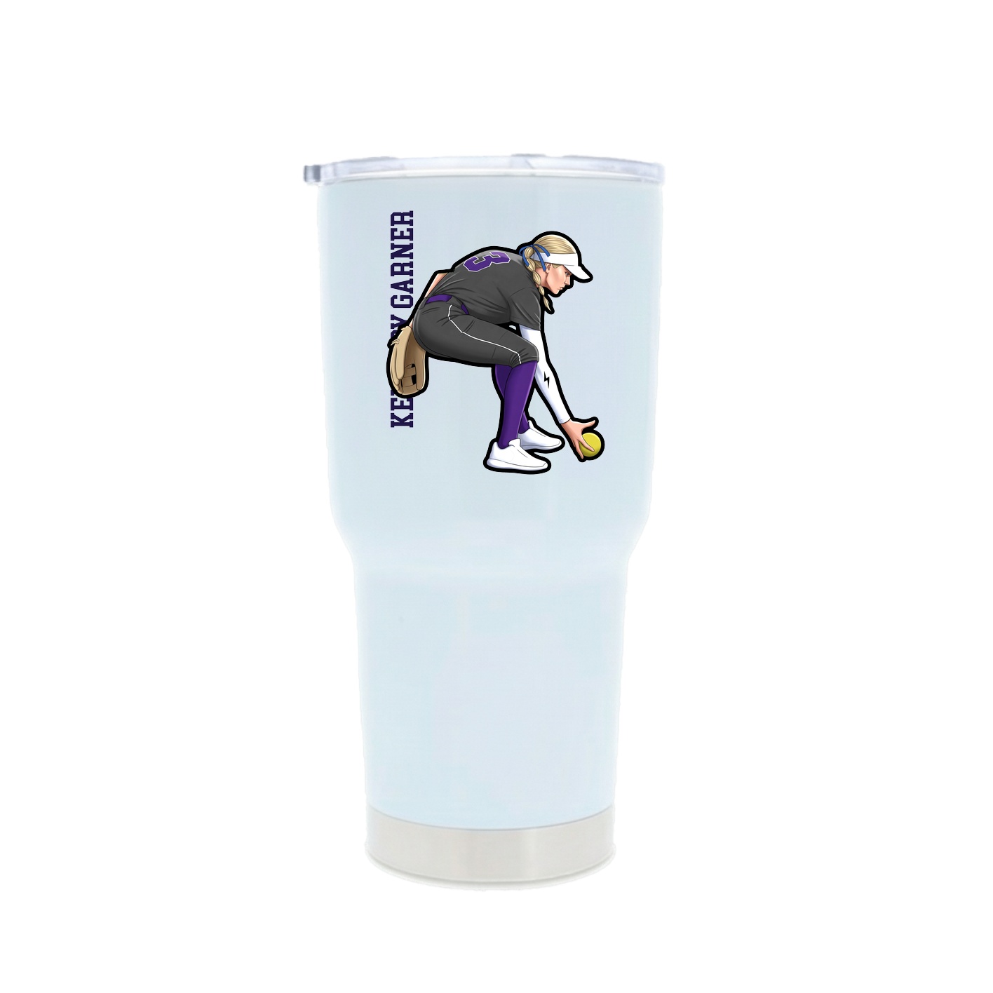 30oz Stainless Steel Tumbler — Name Vertical in White