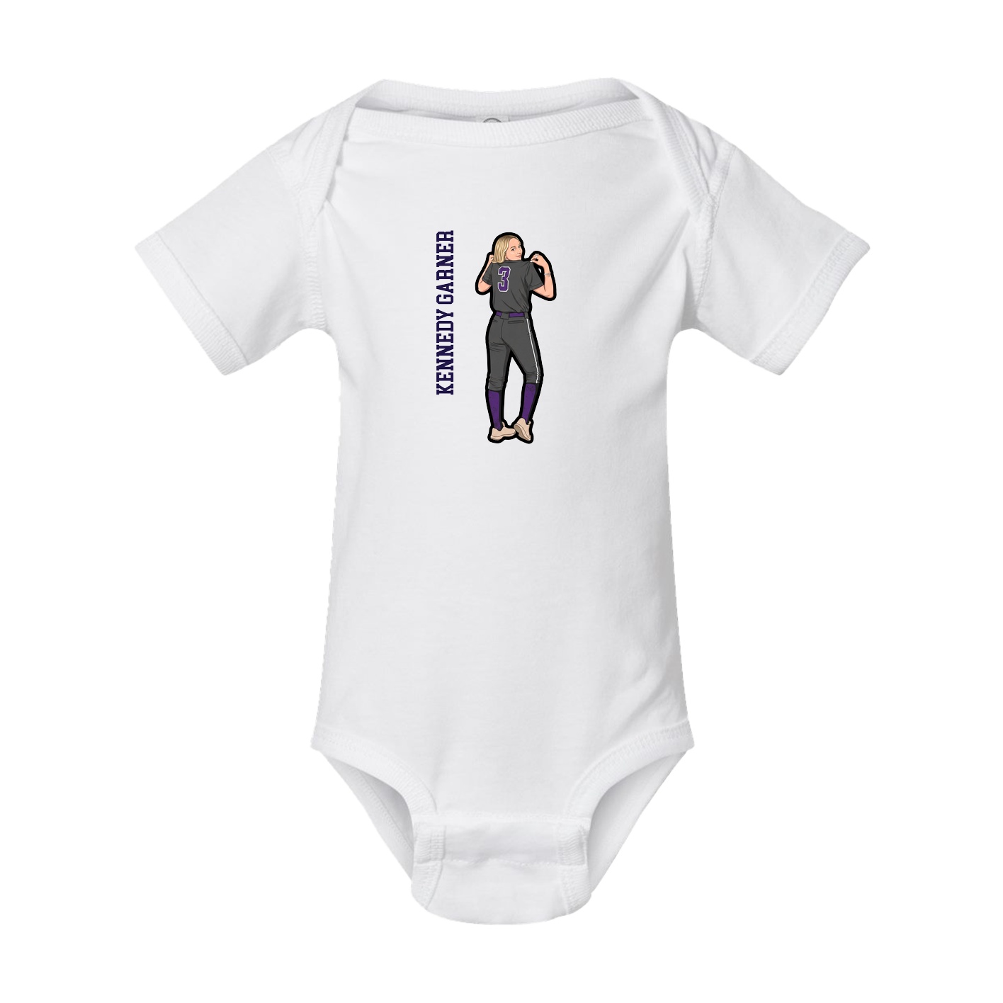Baby Onesie — Name Vertical in White