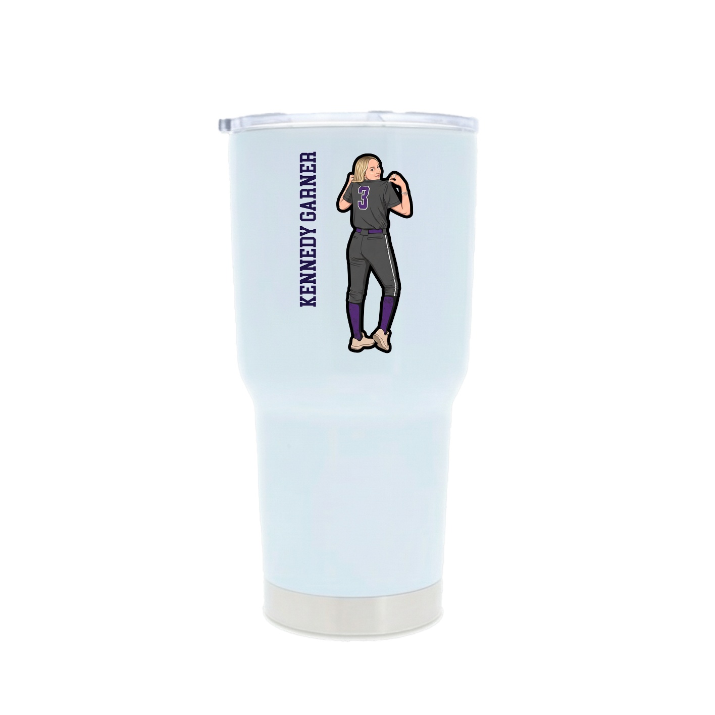 30oz Stainless Steel Tumbler — Name Vertical in White