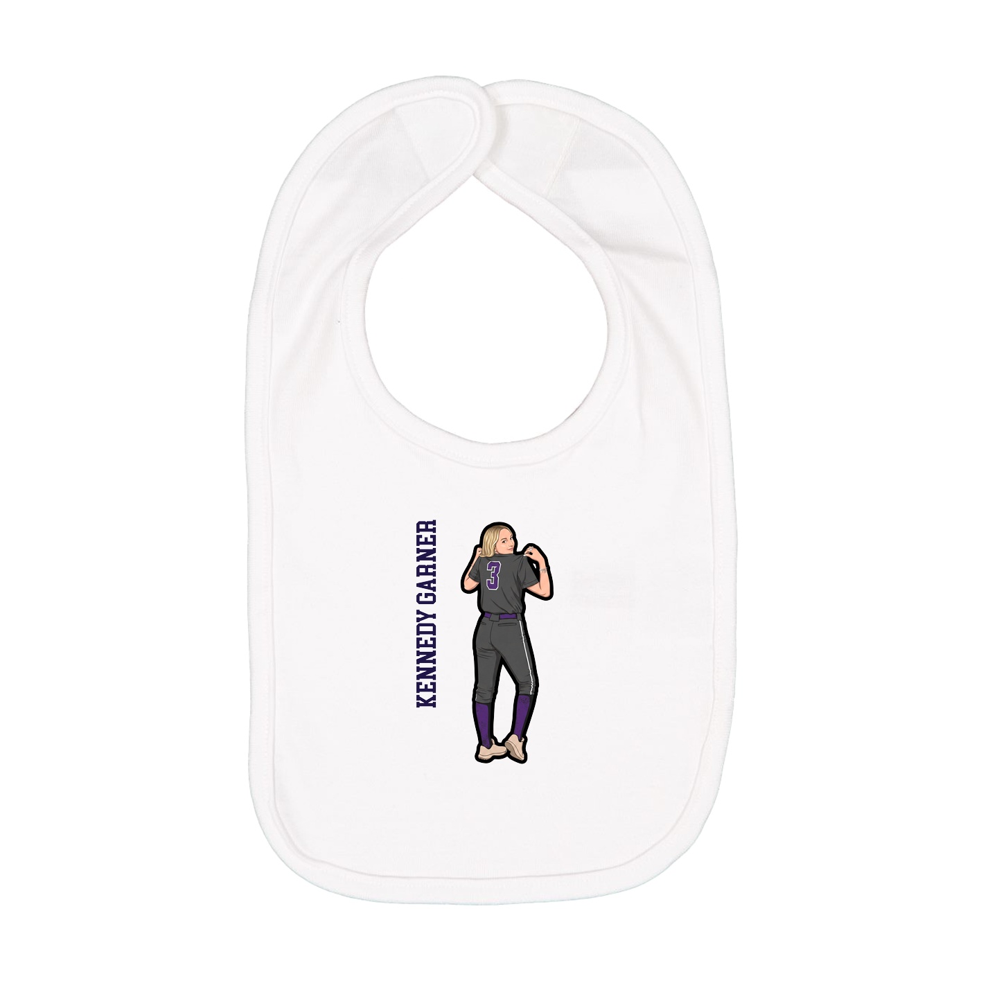 Infant Bib — Name Vertical in White