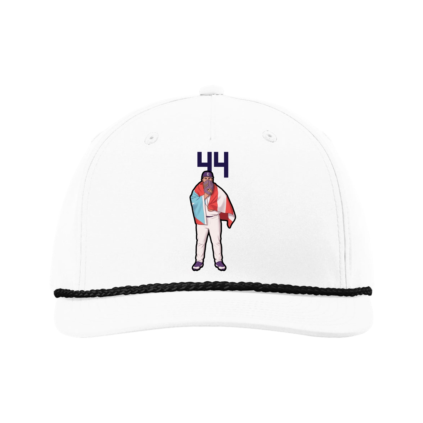 Five-Panel Classic Rope Cap — Number Top in White