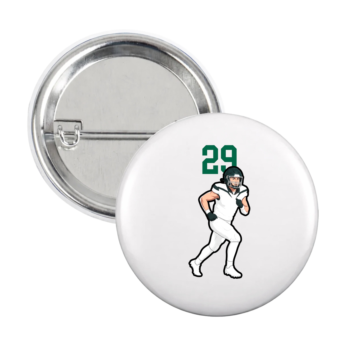 Game Day Button — Number Top in White
