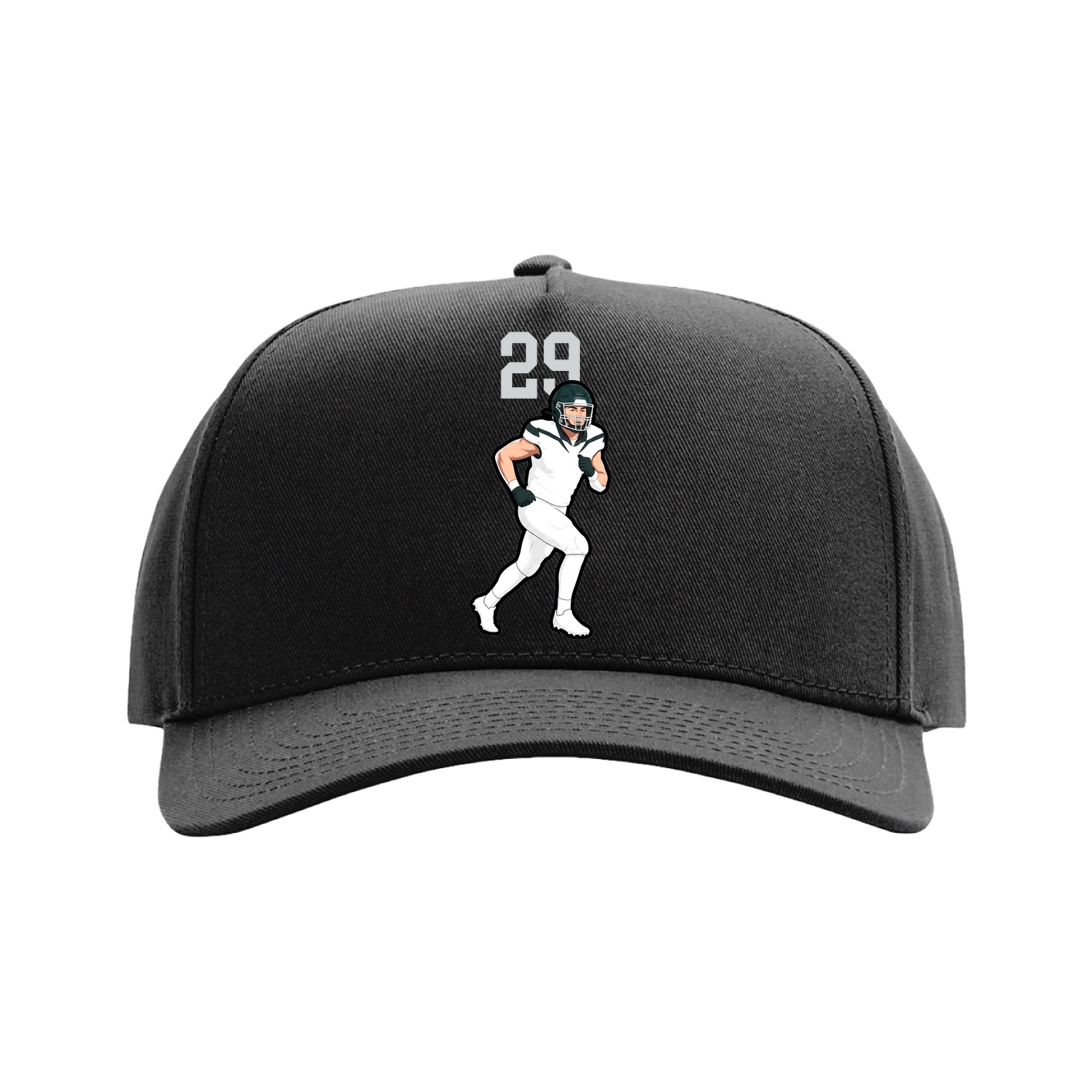 Full Fabric Five-Panel Champ Cap — Number Top in Black