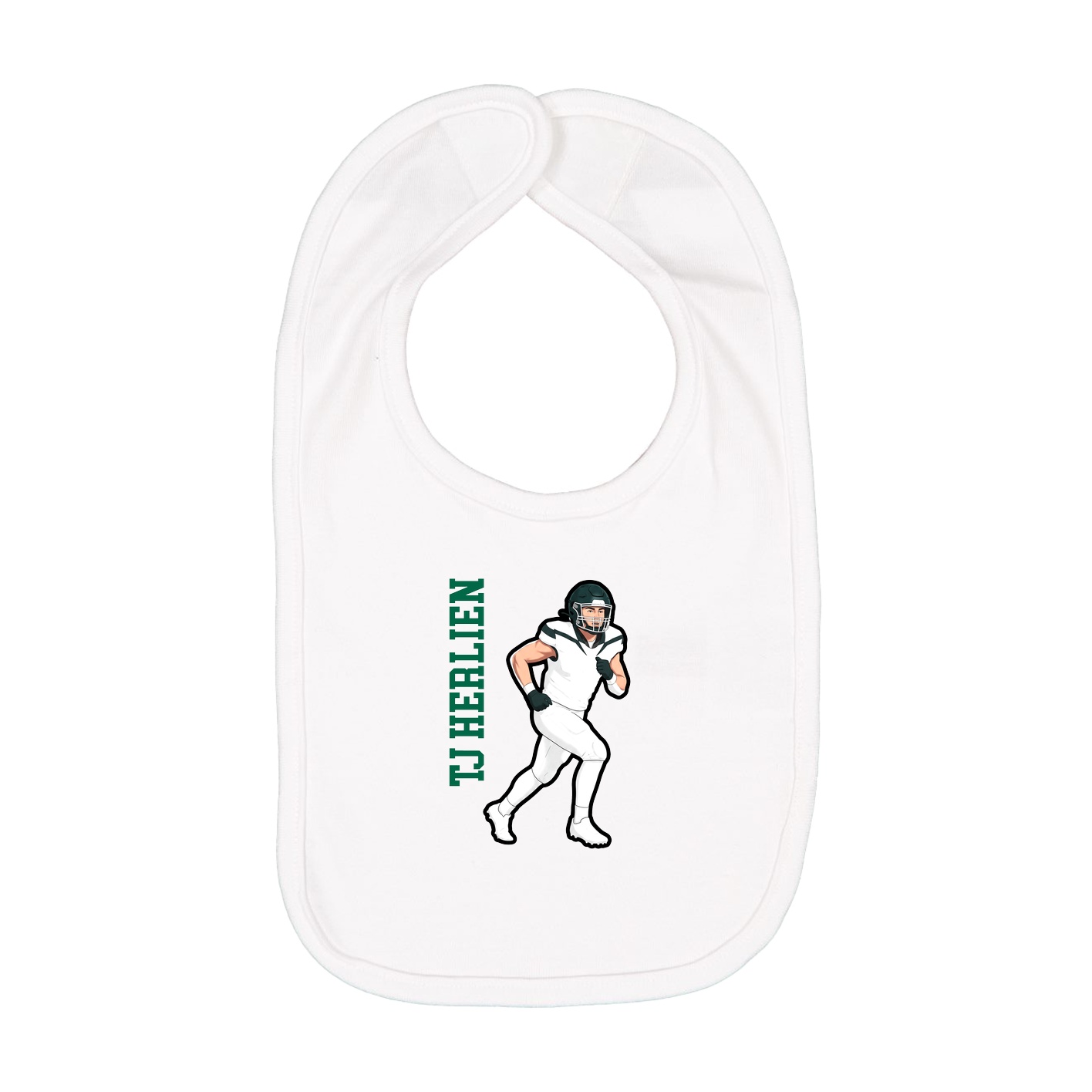 Infant Bib — Name Vertical in White