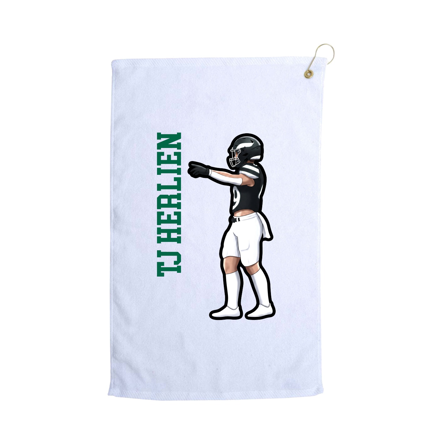 Golf Towel — Name Vertical in White