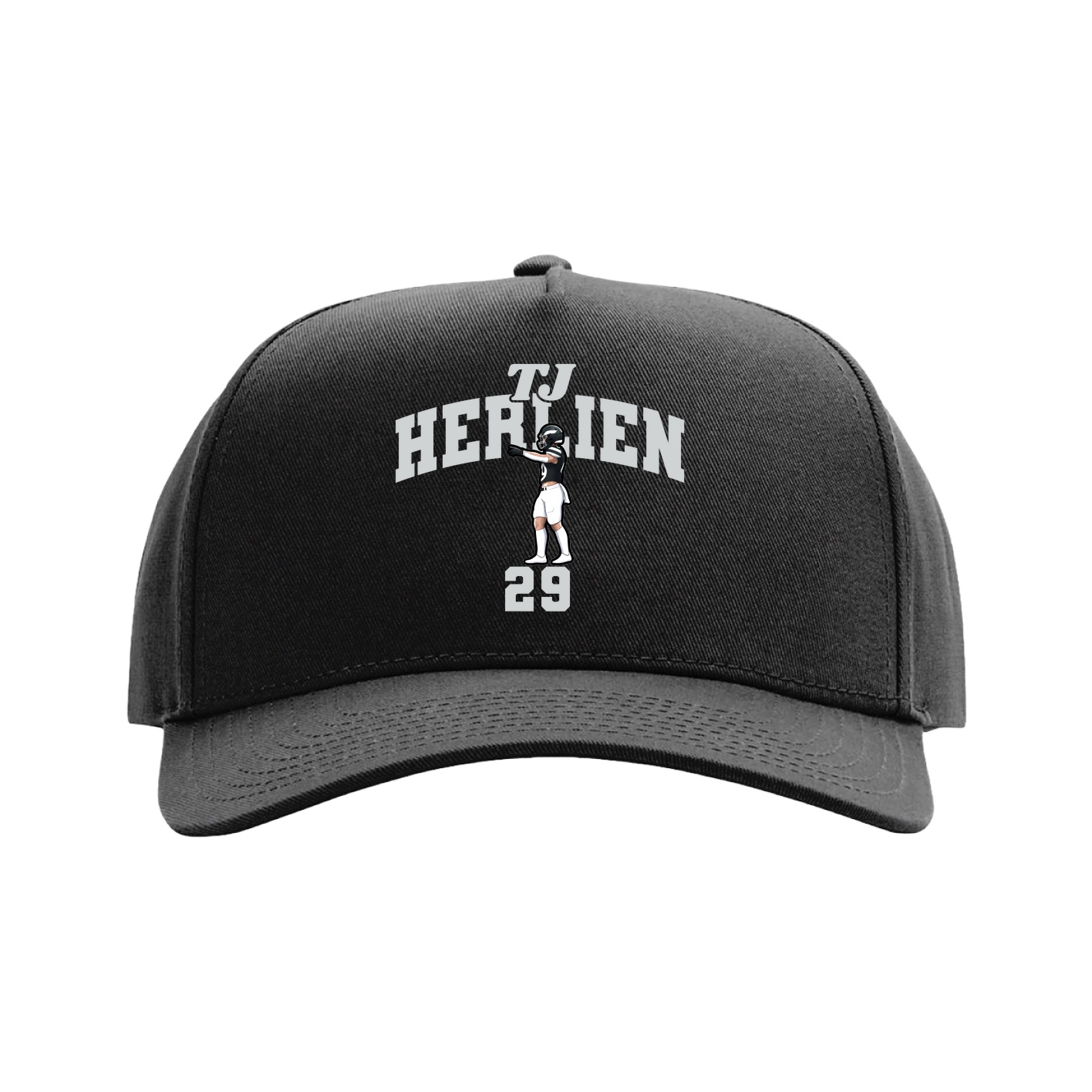 Full Fabric Five-Panel Champ Cap — Signature Arch in Black