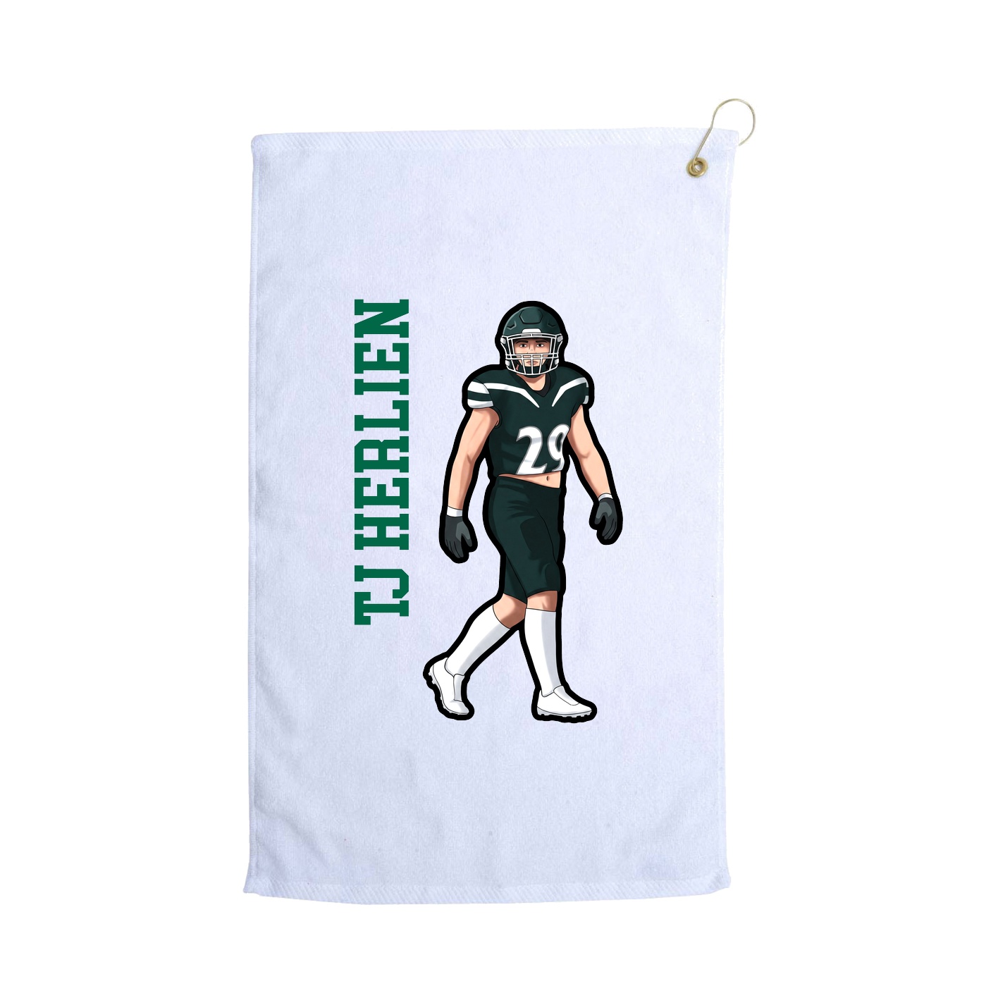 Golf Towel — Name Vertical in White
