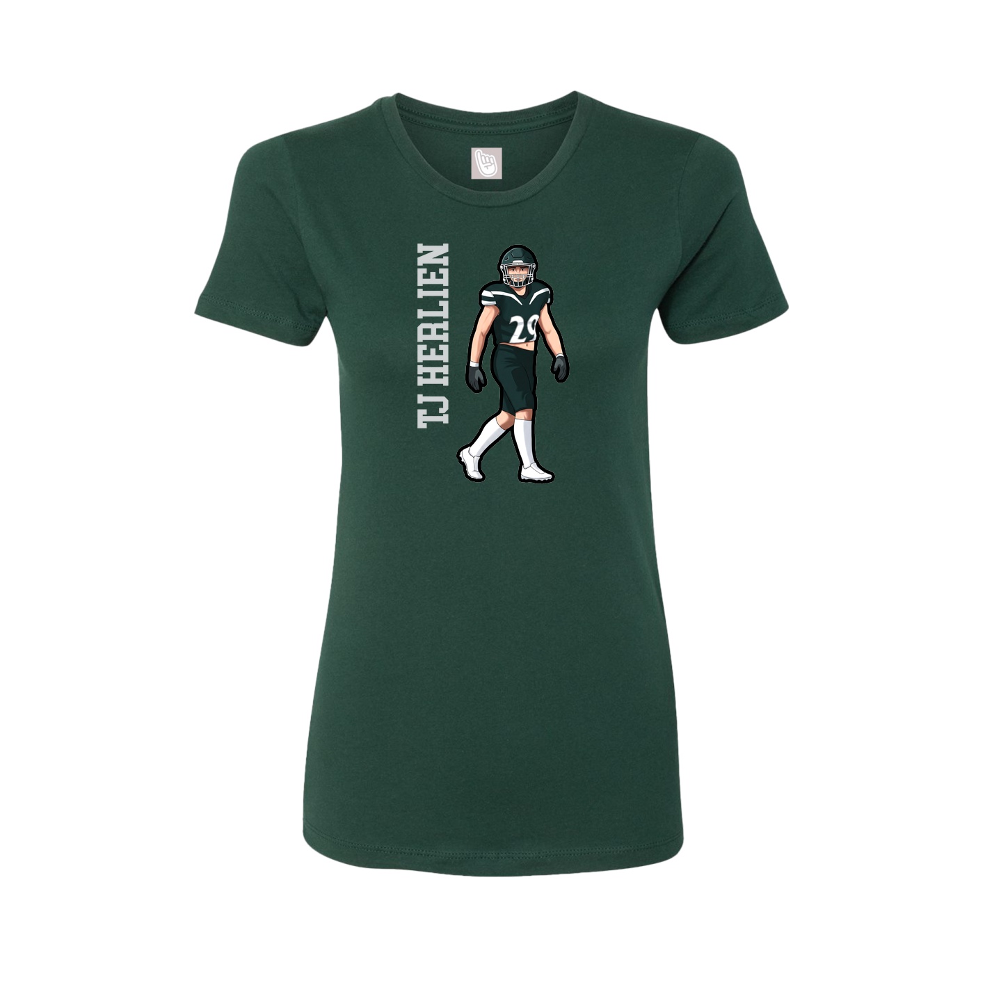 Womens Tee — Name Vertical in Green