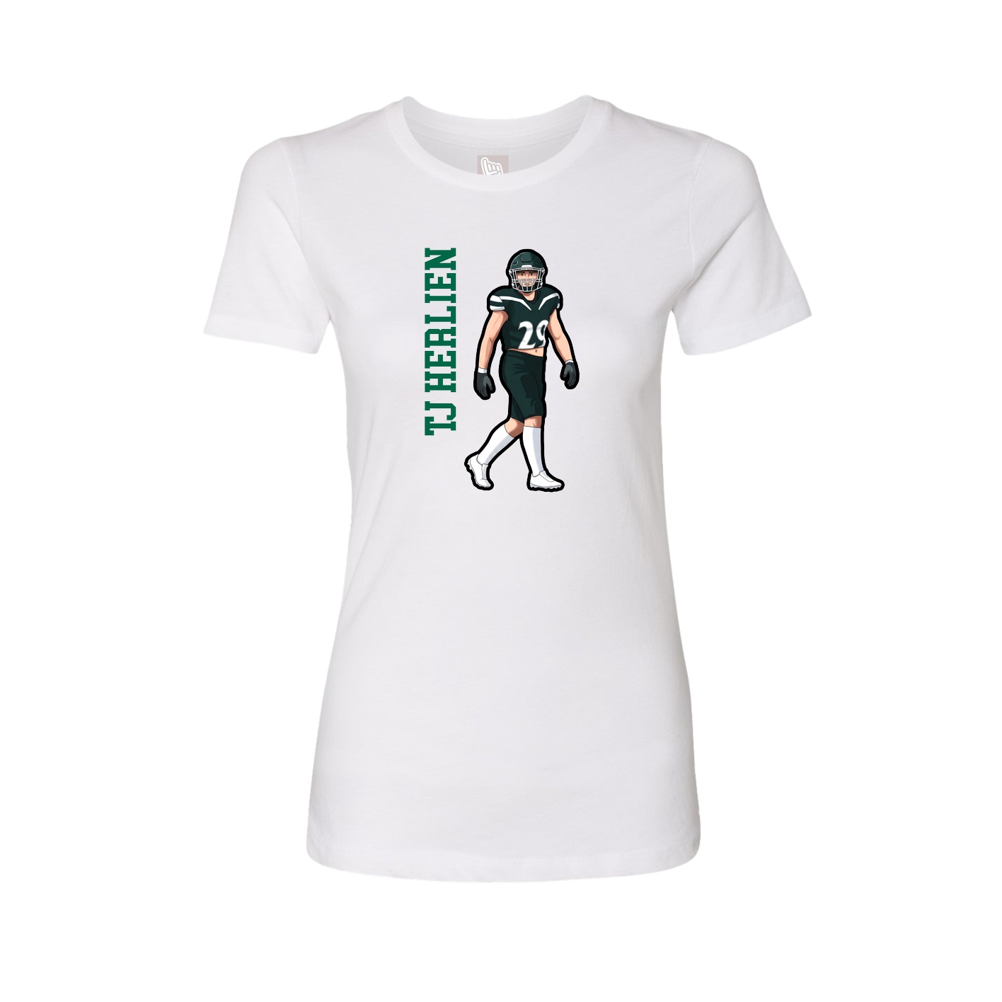 Fitted Women's Tee — Name Vertical in White