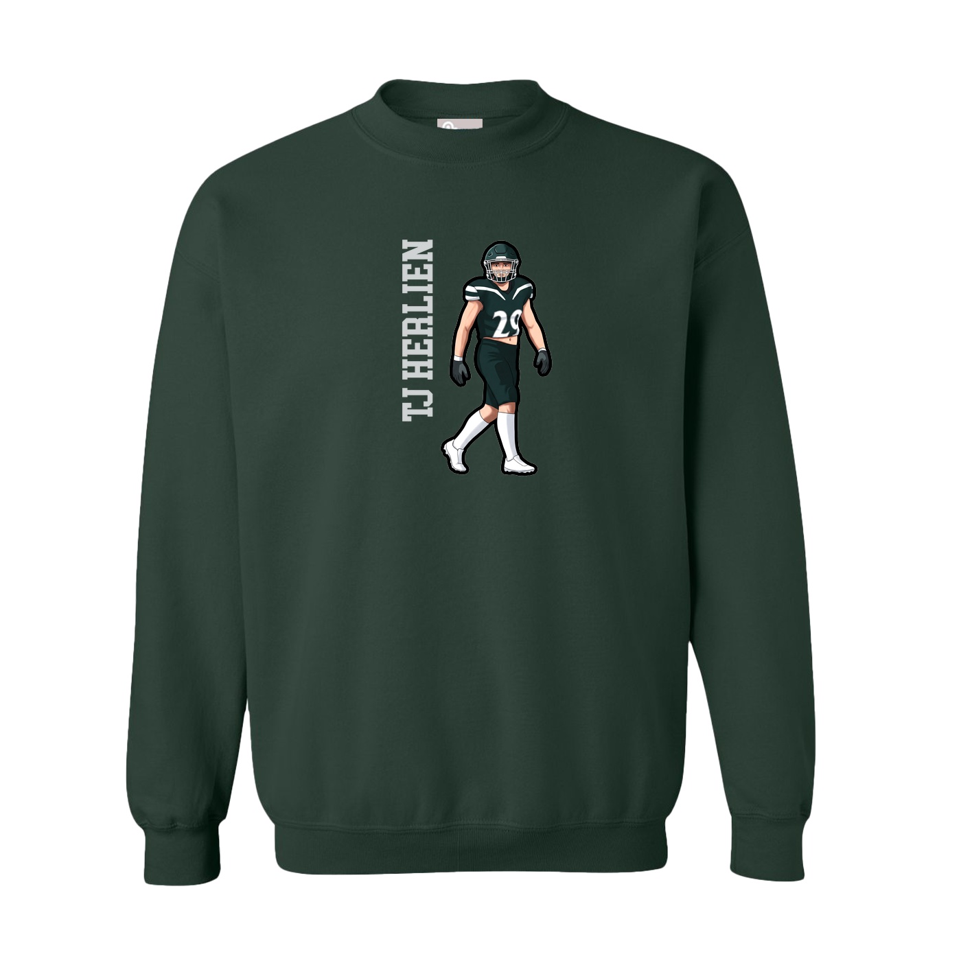 Fleece Crew — Name Vertical in Green
