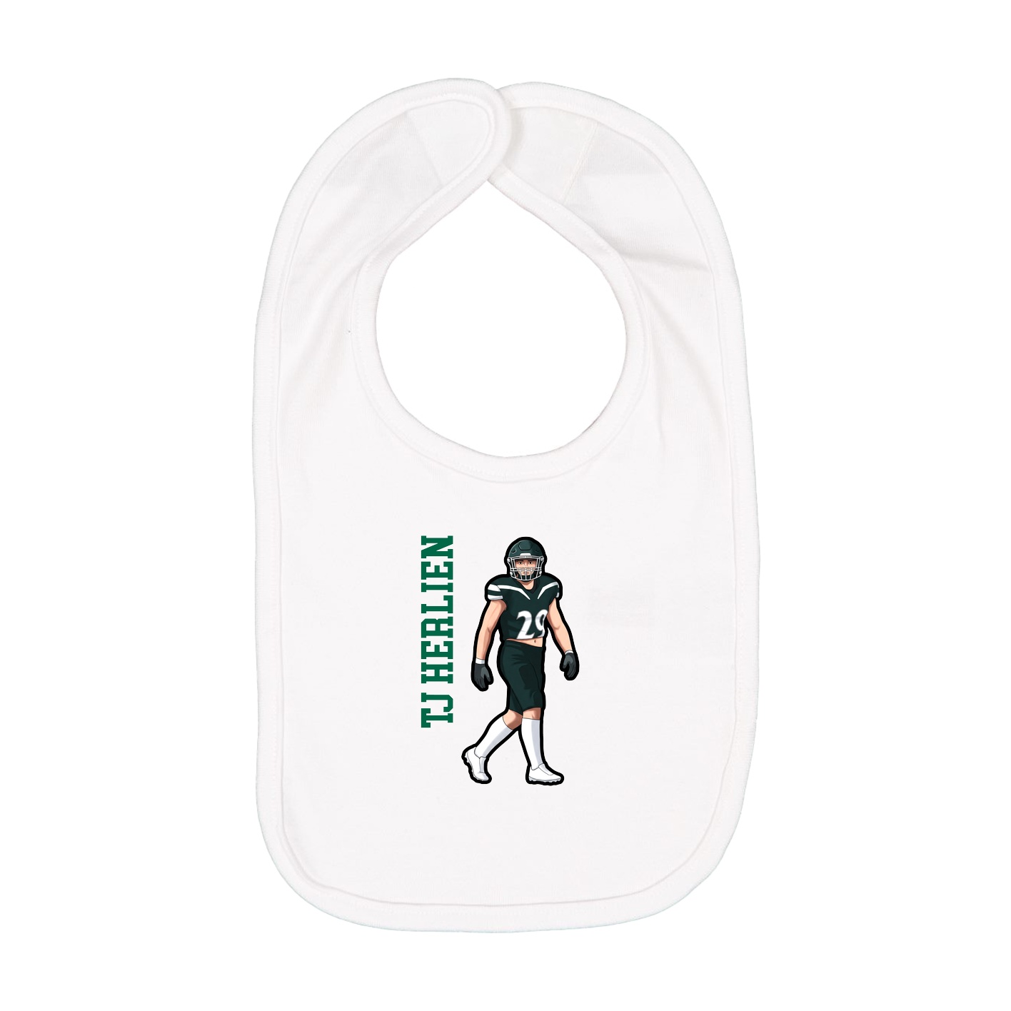 Infant Bib — Name Vertical in White