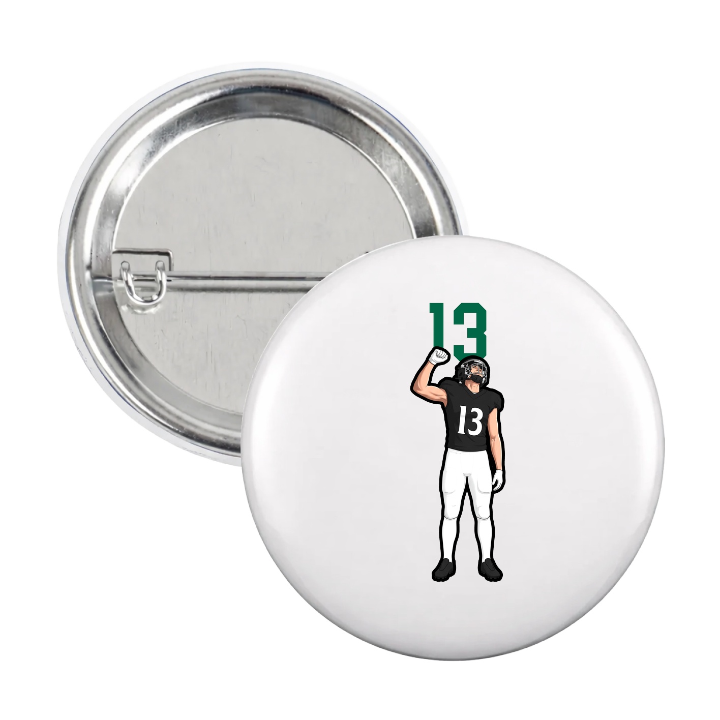 Game Day Button — Number Top in White