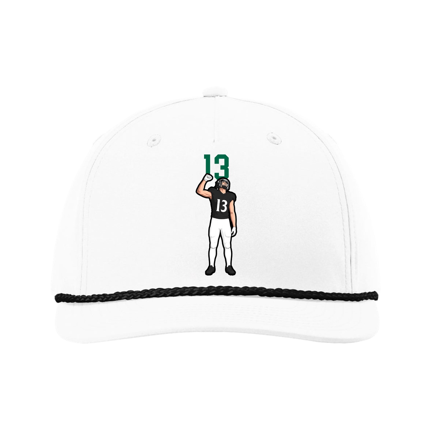 Five-Panel Classic Rope Cap — Number Top in White