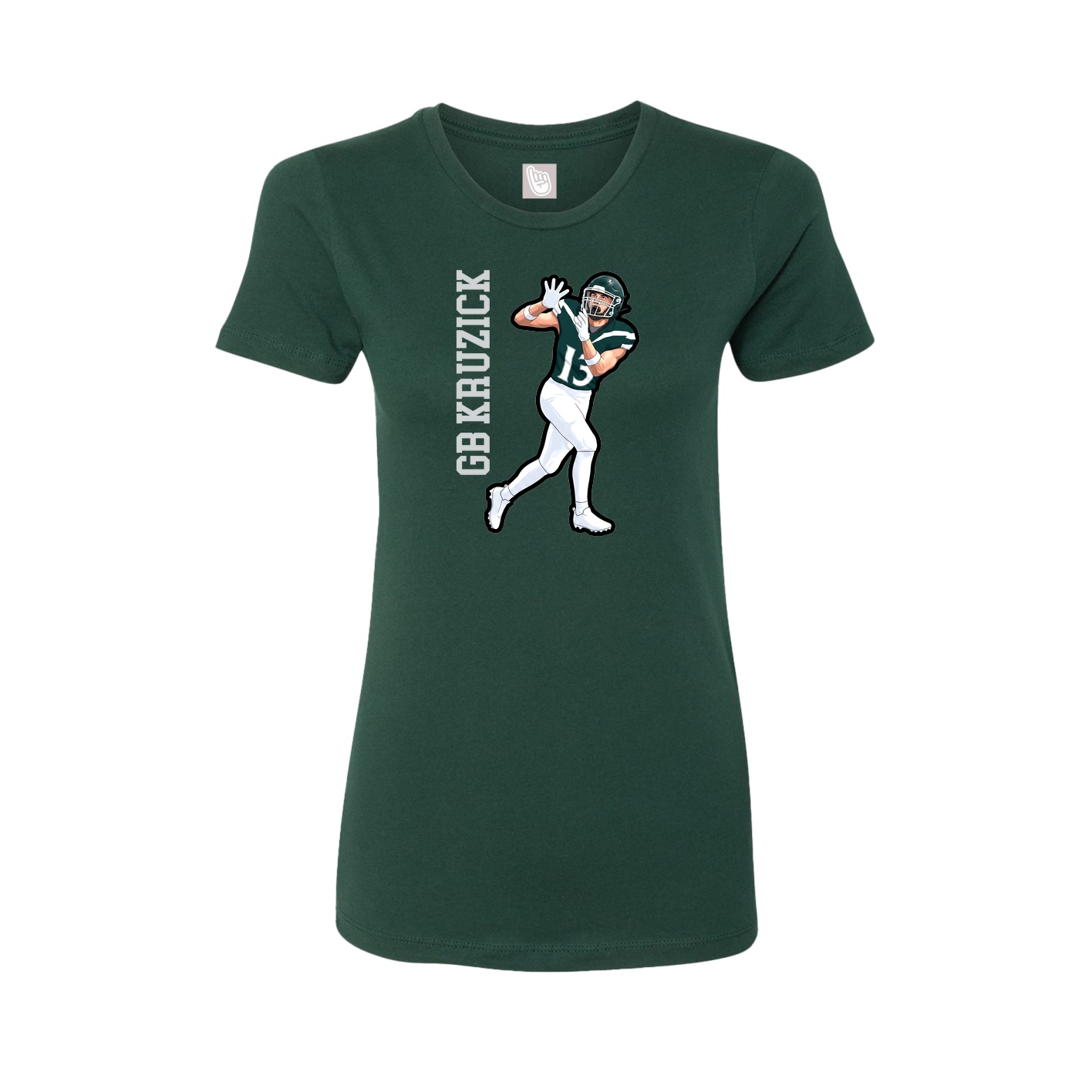Fitted Women's Tee — Name Vertical in Green
