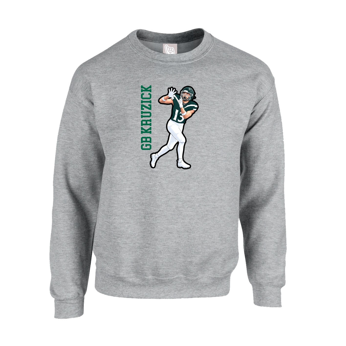 Fleece Crew — Name Vertical in Grey