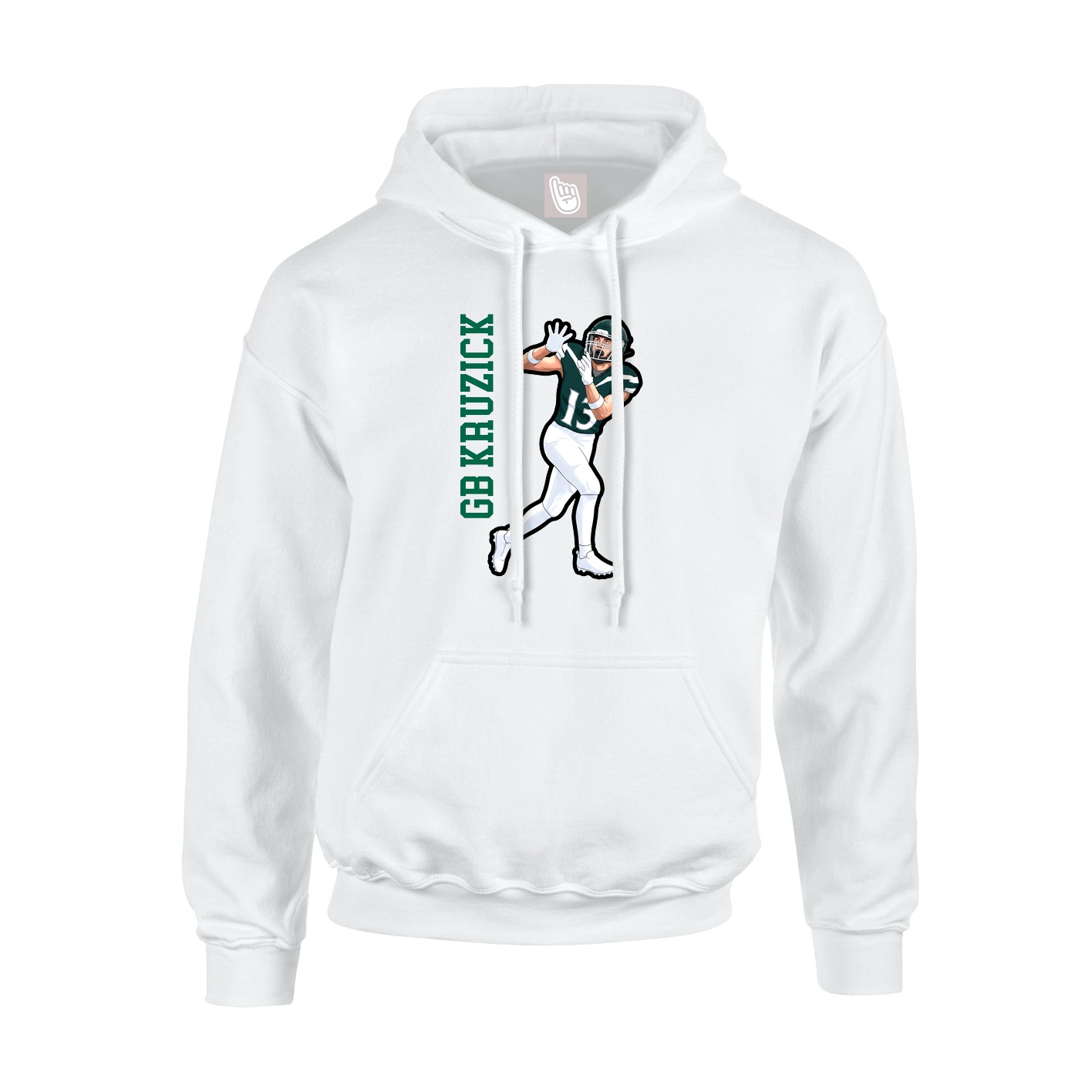 Youth Hoodie — Name Vertical in White