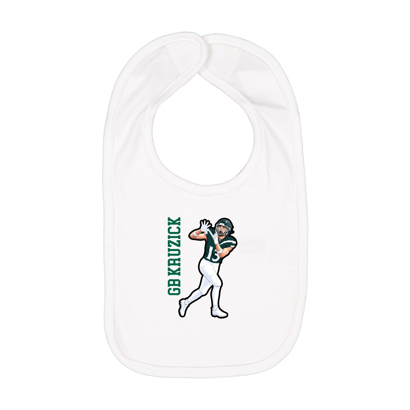 Infant Bib — Name Vertical in White