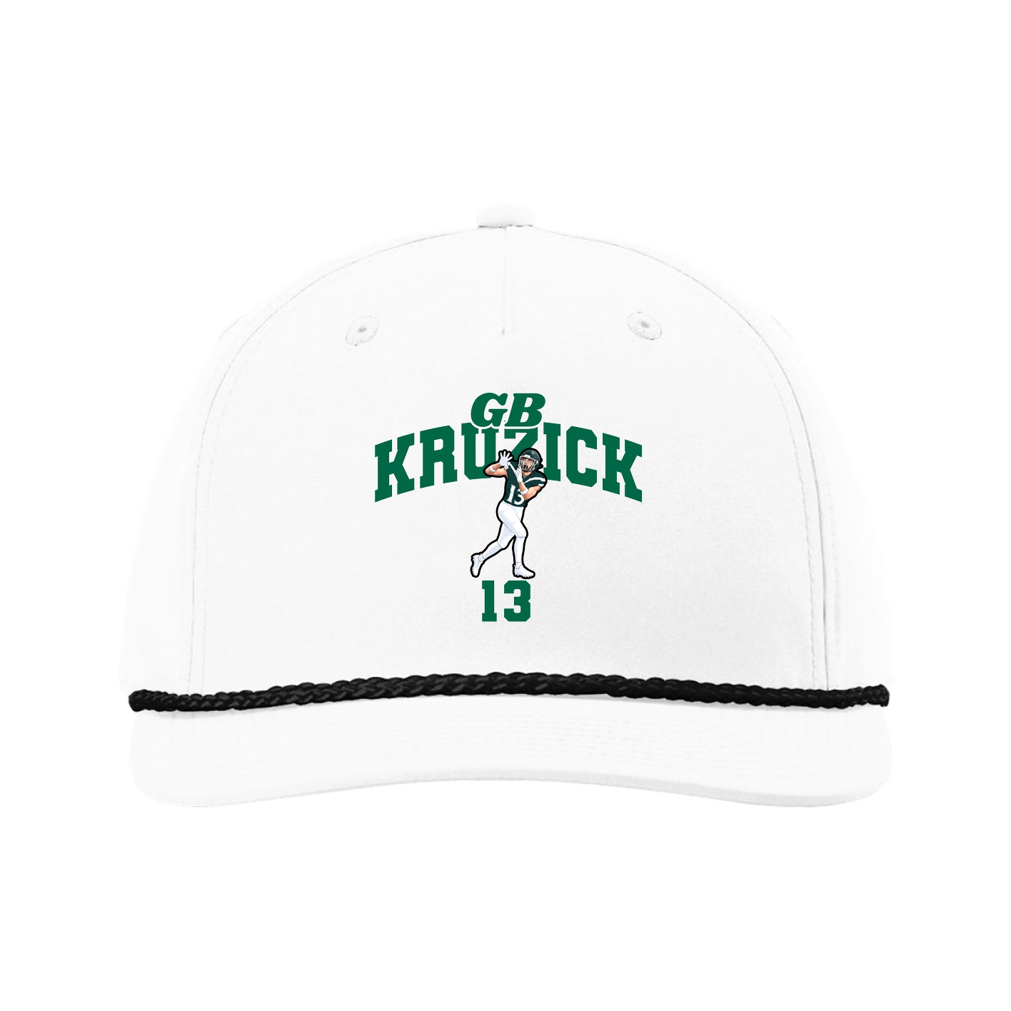 Five-Panel Classic Rope Cap — Signature Arch in White