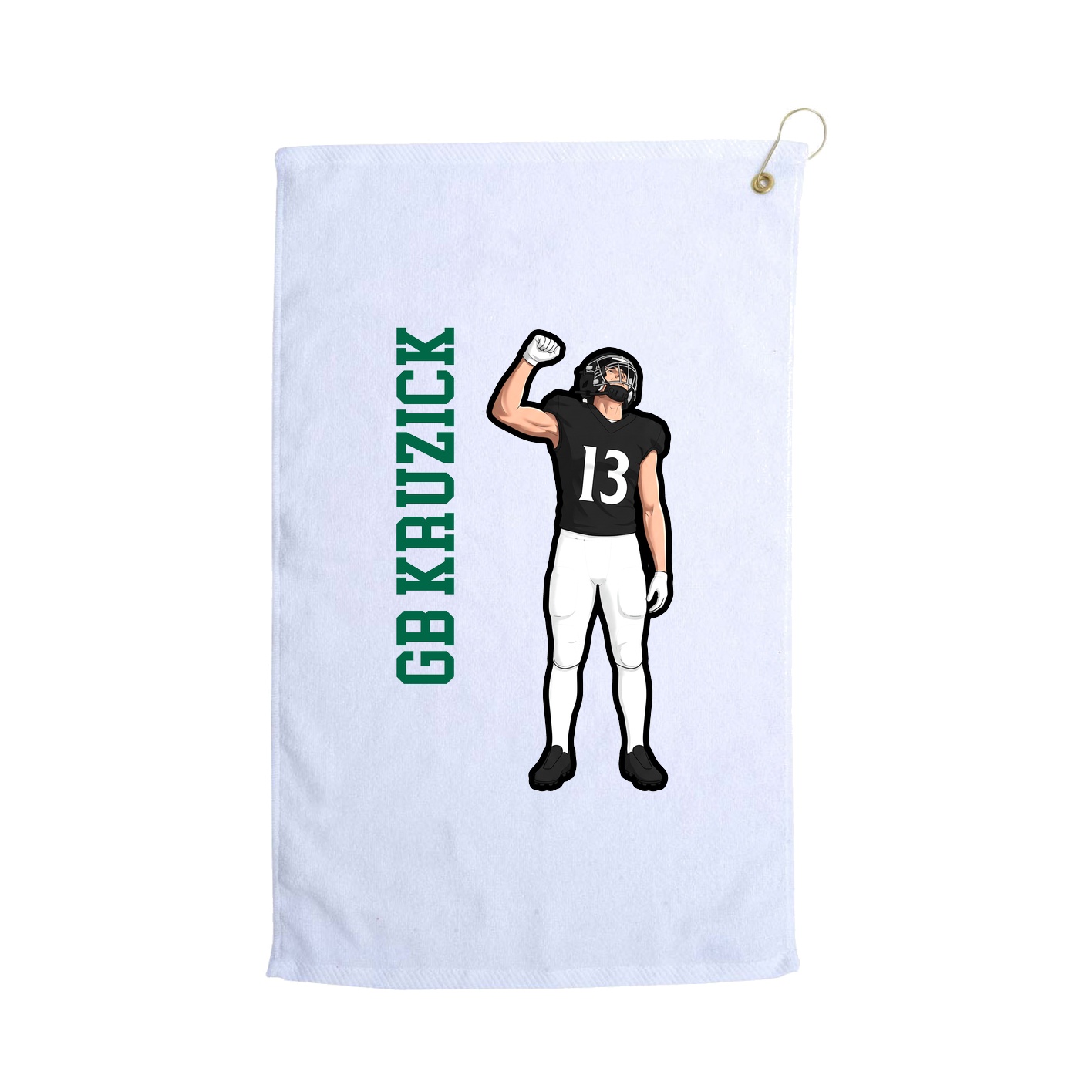 Golf Towel — Name Vertical in White
