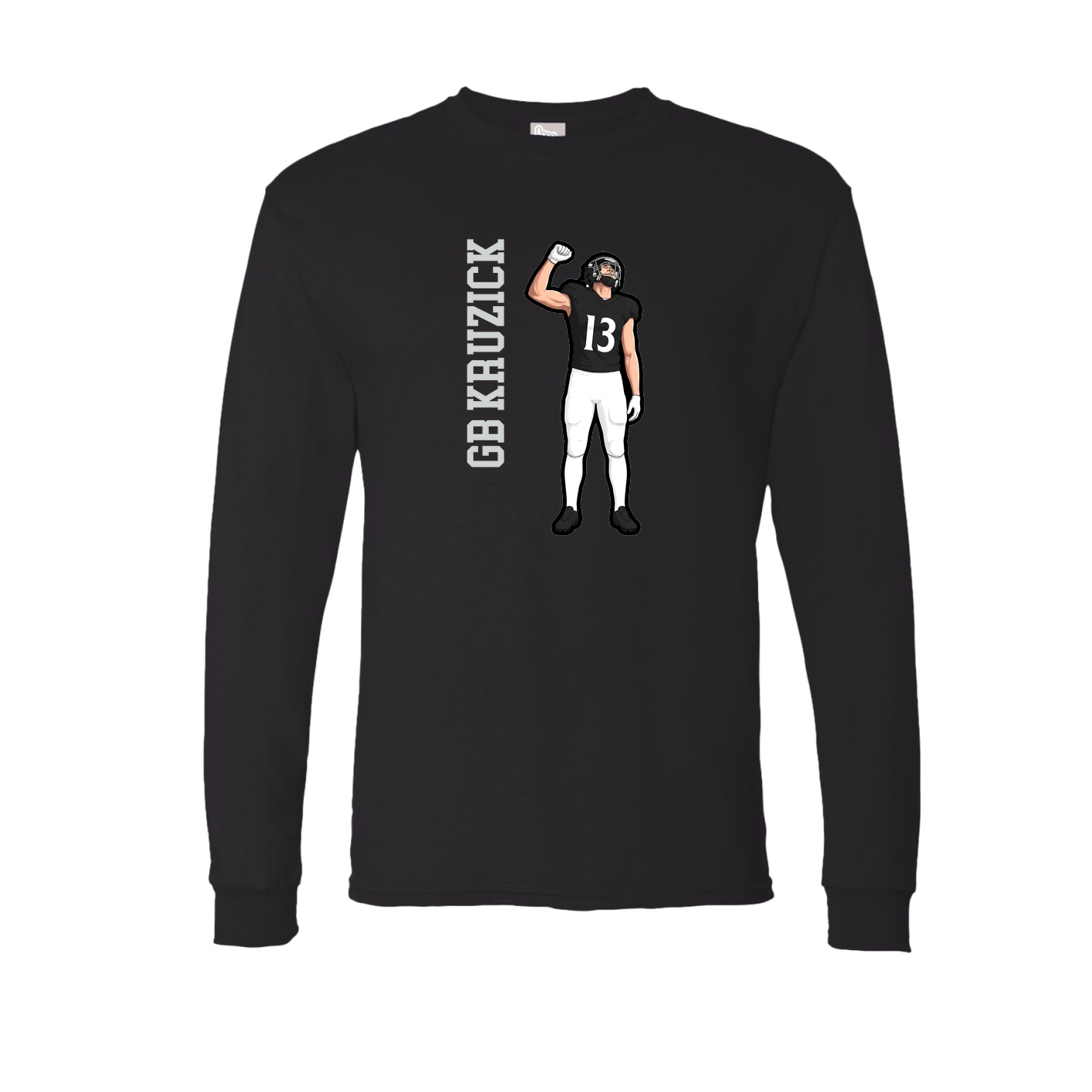 Long Sleeve Tee — Name Vertical in Black
