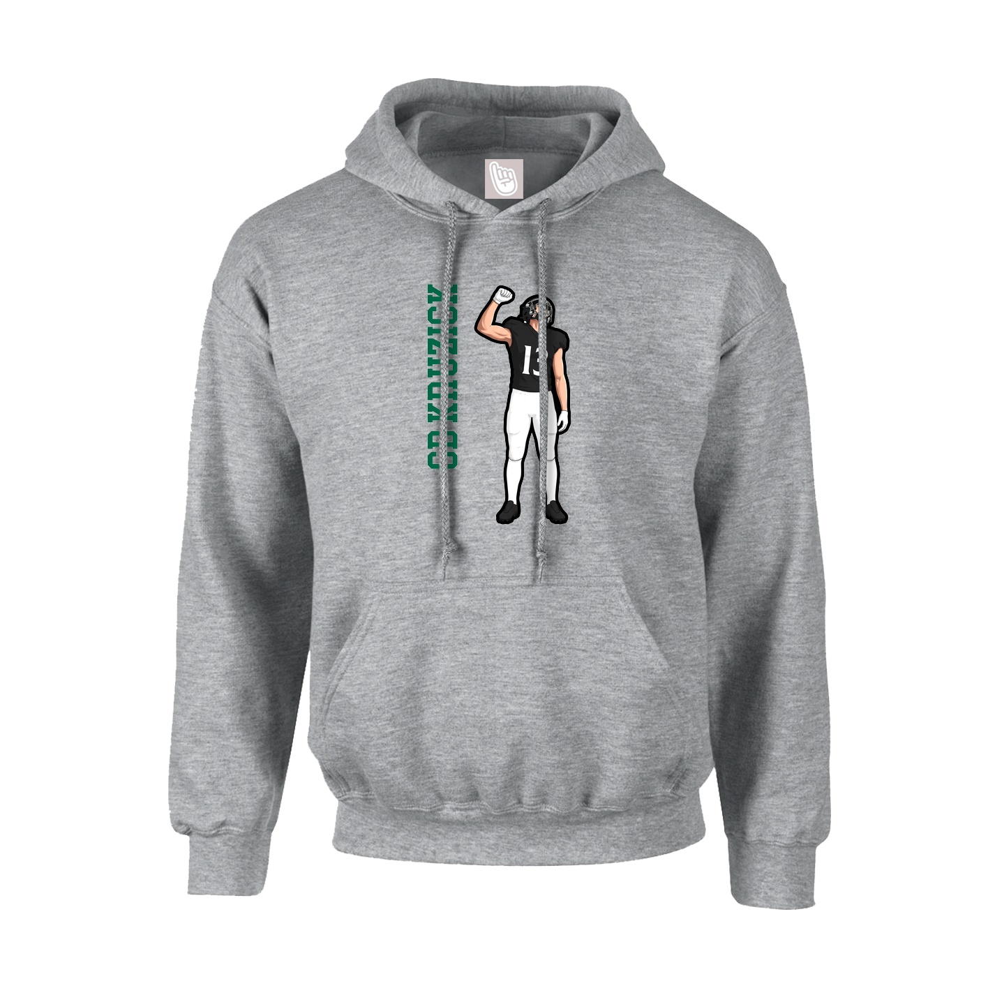 Hoodie — Name Vertical in Grey