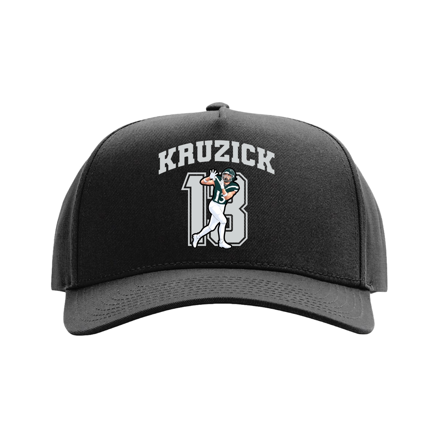 Full Fabric Five-Panel Champ Cap — Number in Black