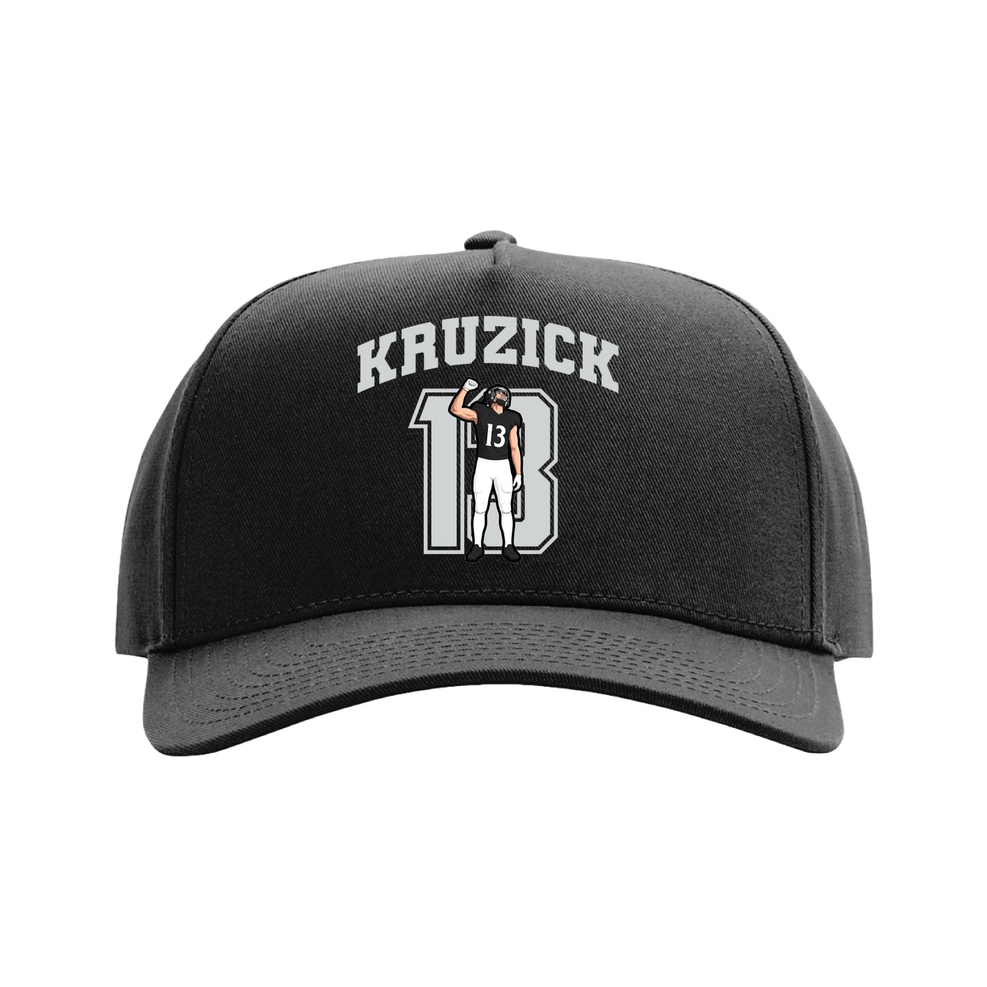 Full Fabric Five-Panel Champ Cap — Number in Black
