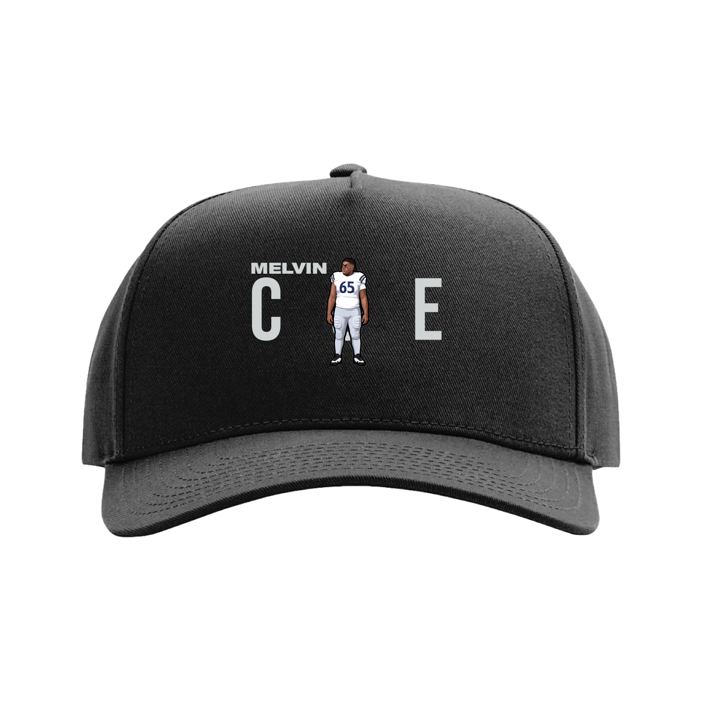 Full Fabric Five-Panel Champ Cap — Player Name in Black