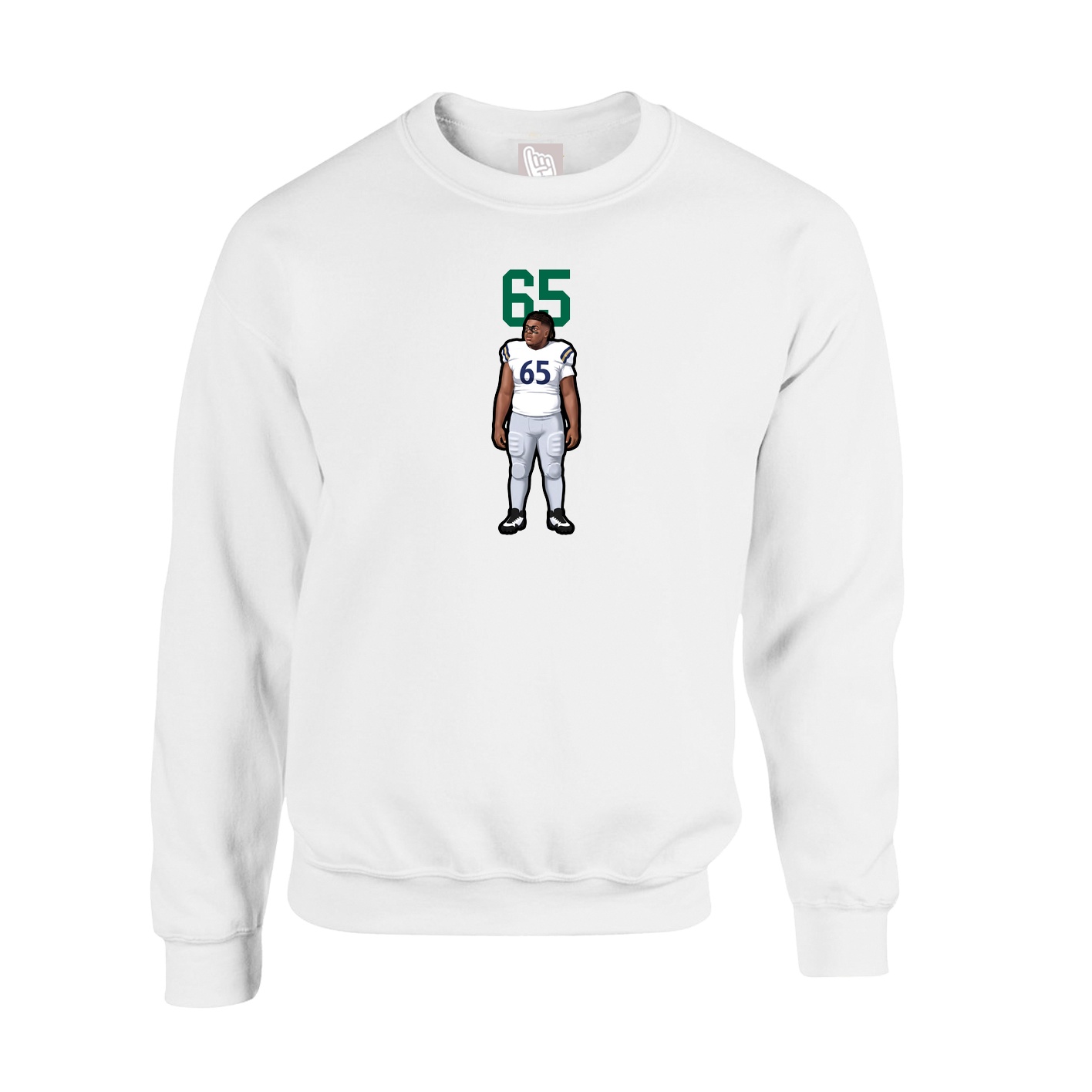 Fleece Crew — Number Top in White
