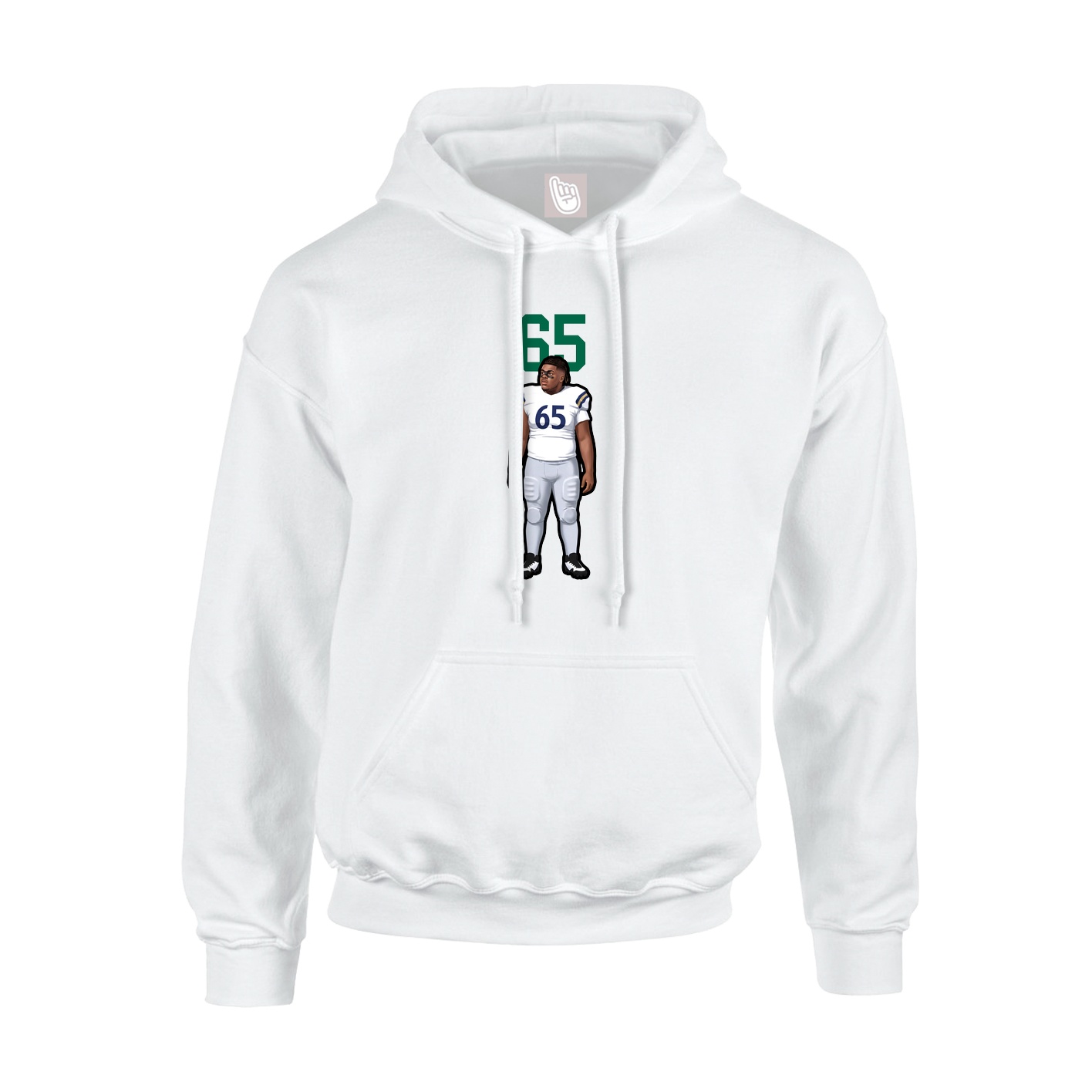 Youth Hoodie — Number Top in White