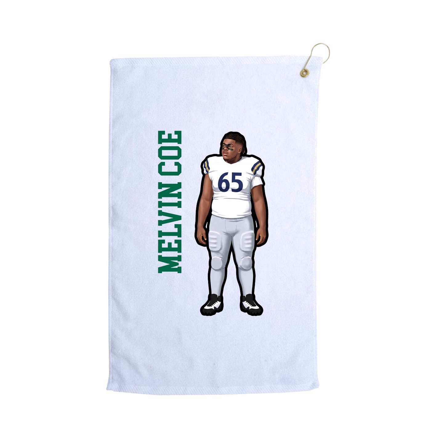 Golf Towel — Name Vertical in White