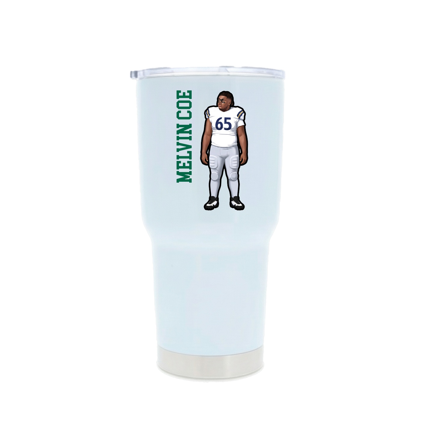 30oz Stainless Steel Tumbler — Name Vertical in White