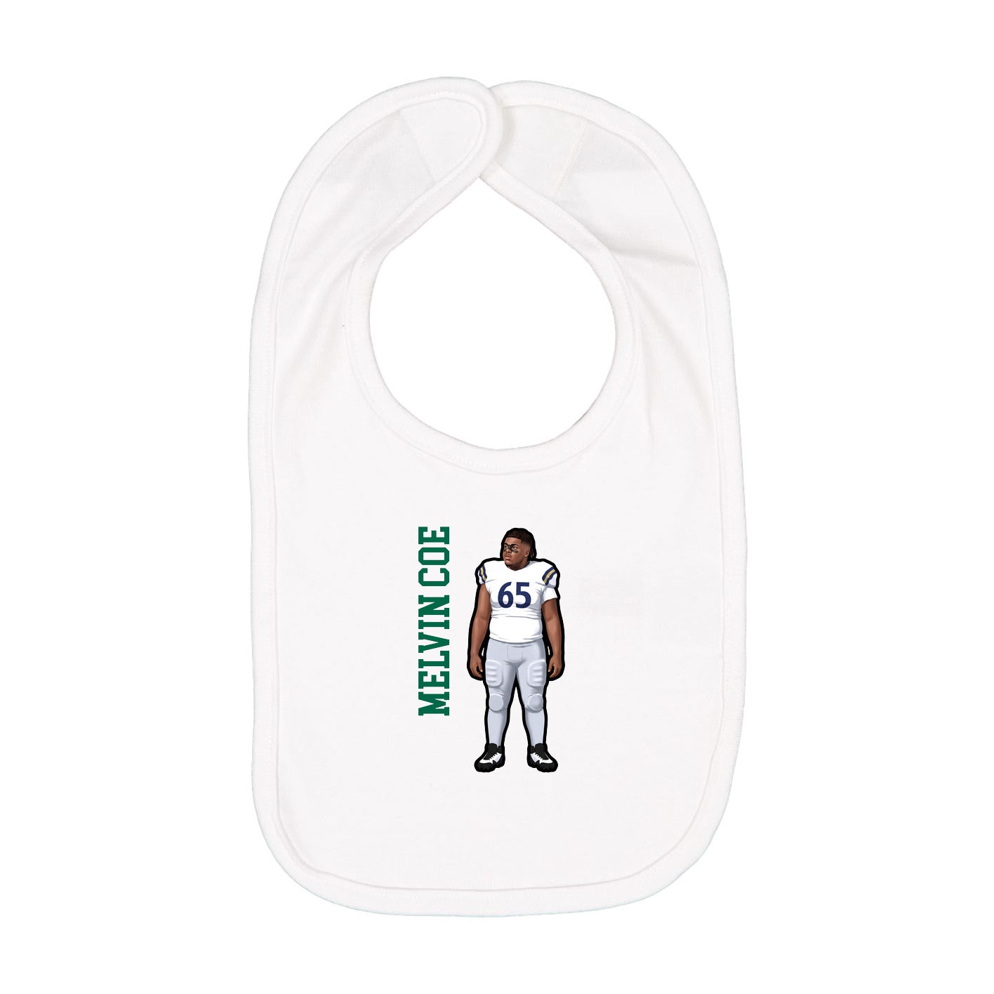 Infant Bib — Name Vertical in White