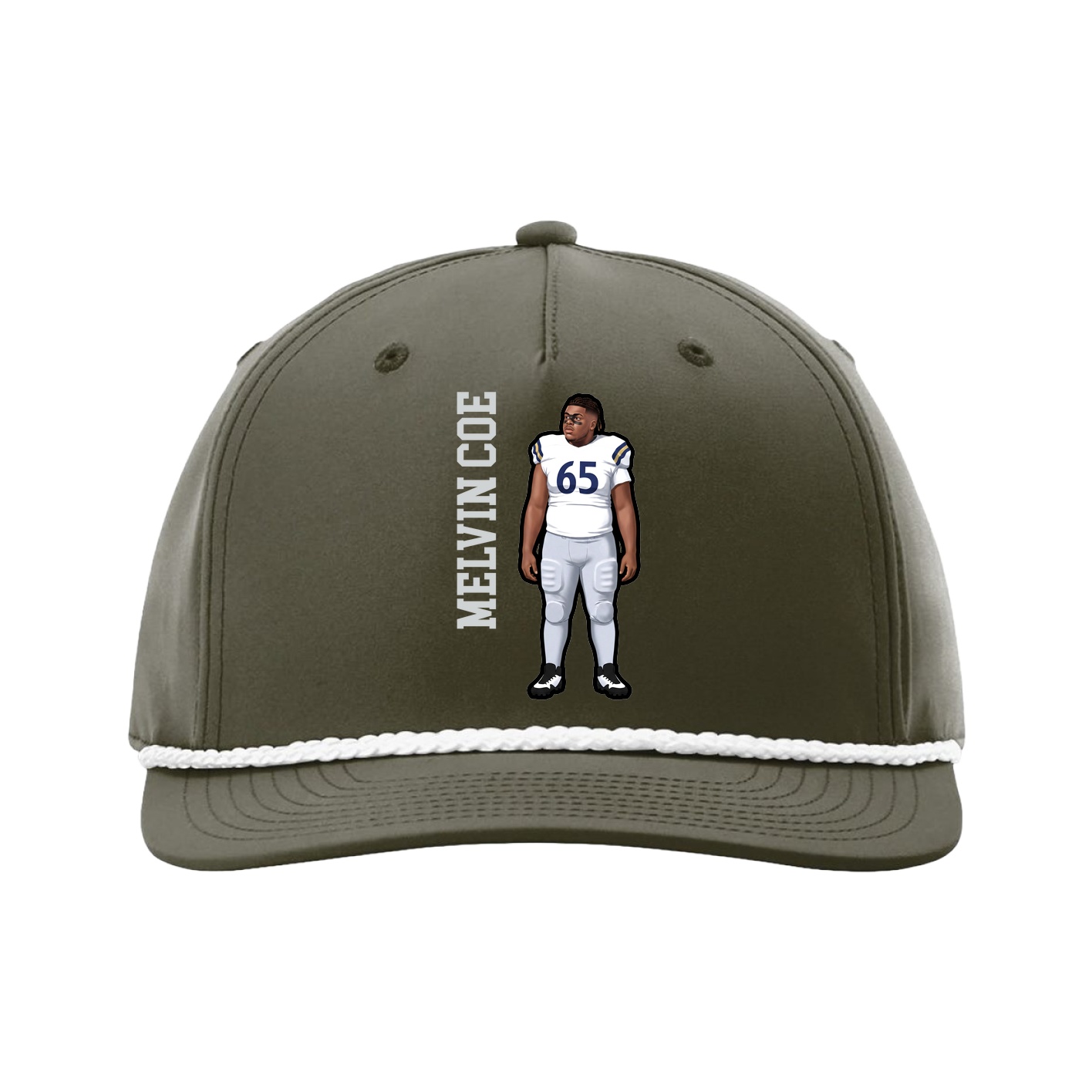 Five-Panel Classic Rope Cap — Name Vertical in Green