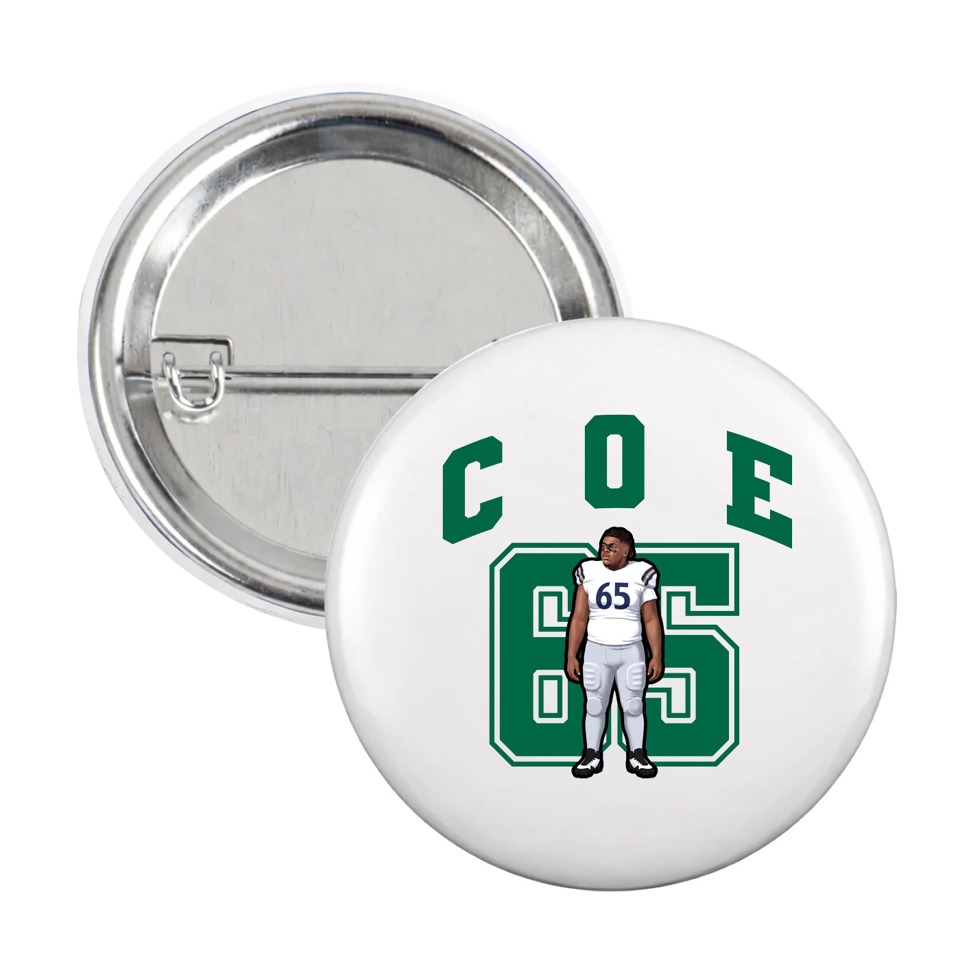 Game Day Button — Number in White